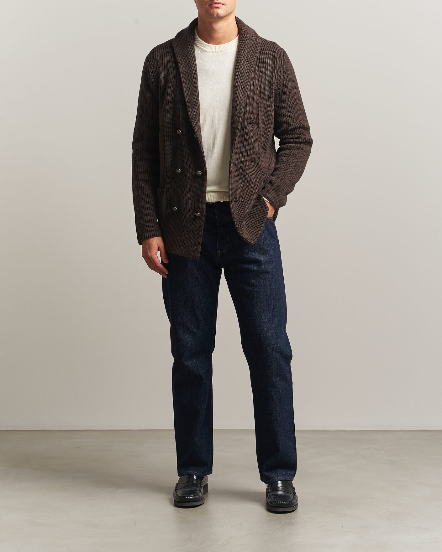 Uomini | Maglieria | Morris | Brayden DB Shawl Cardigan Brown