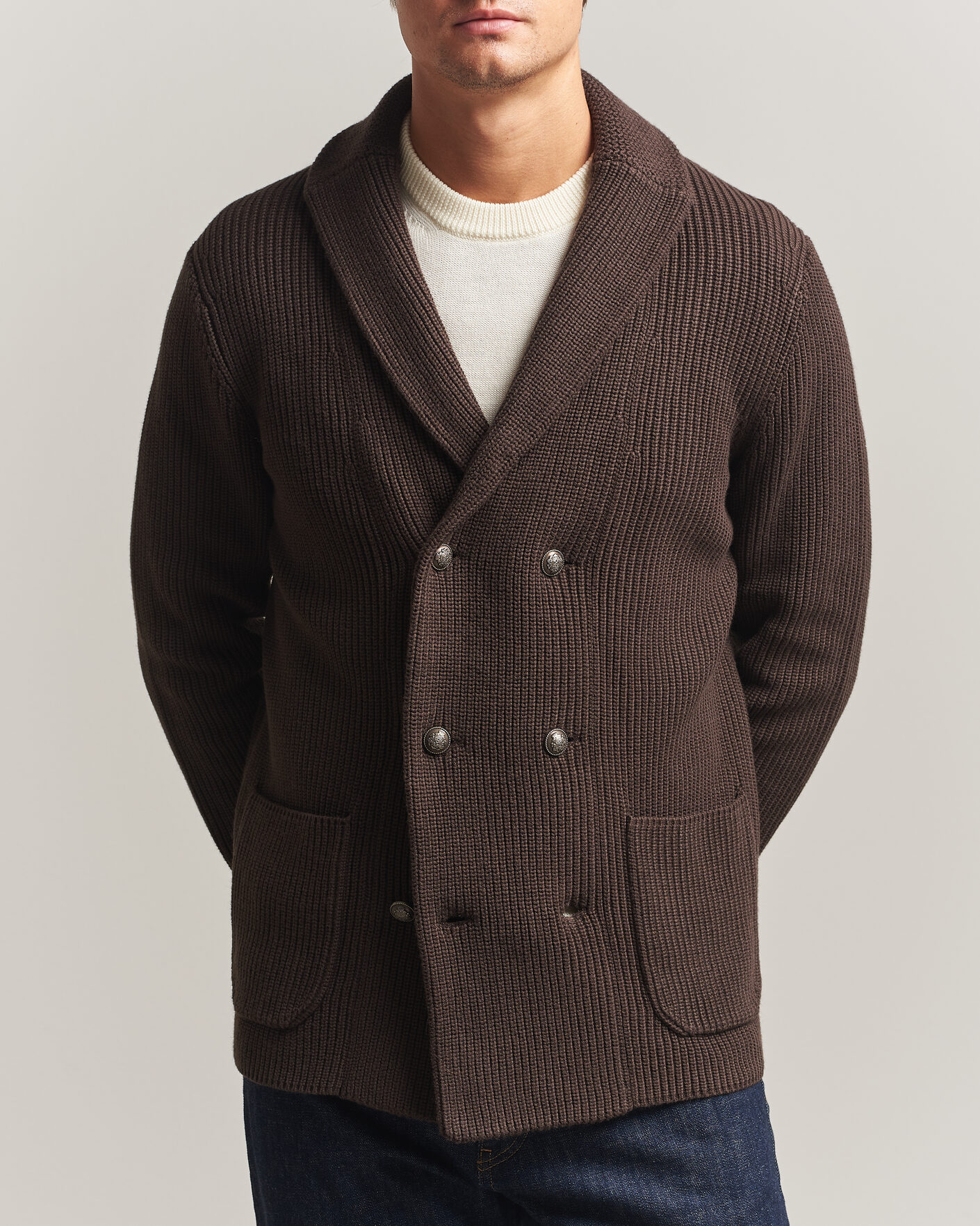 Uomini | Maglieria | Morris | Brayden DB Shawl Cardigan Brown