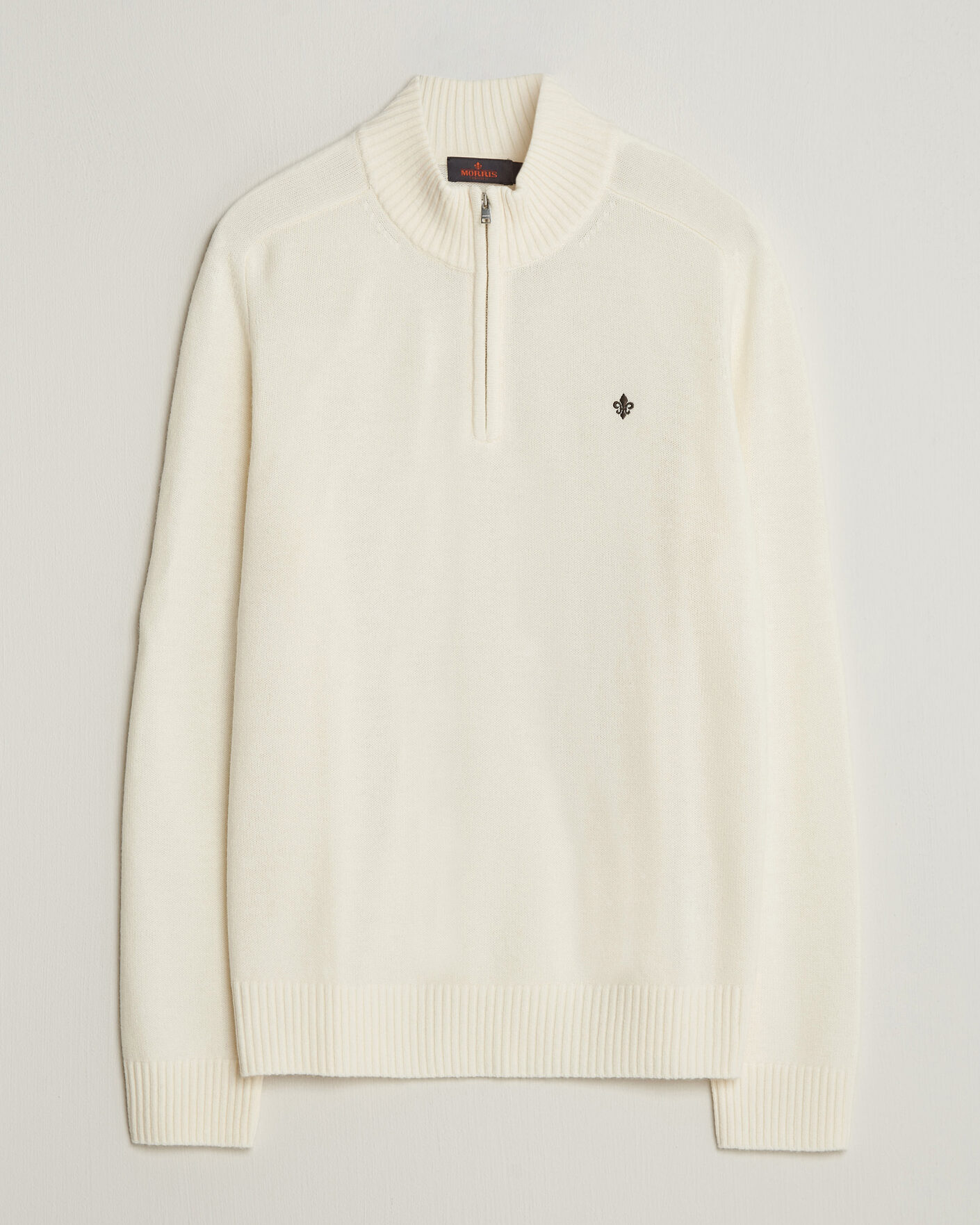 Uomini | Maglieria | Morris | Hertford Lambswool Half Zip Off White