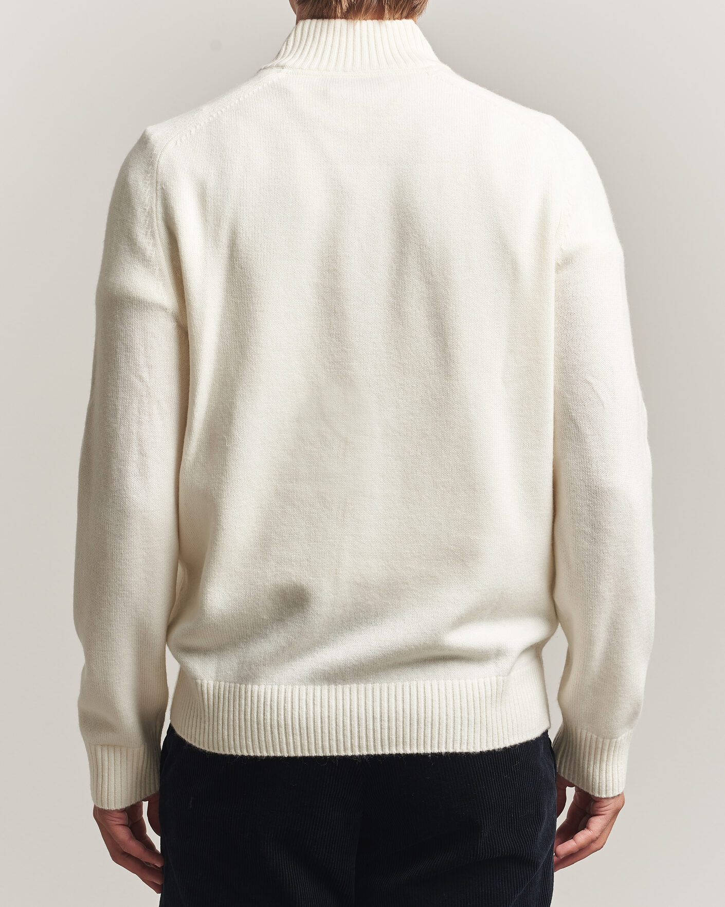 Uomini | Maglieria | Morris | Hertford Lambswool Half Zip Off White