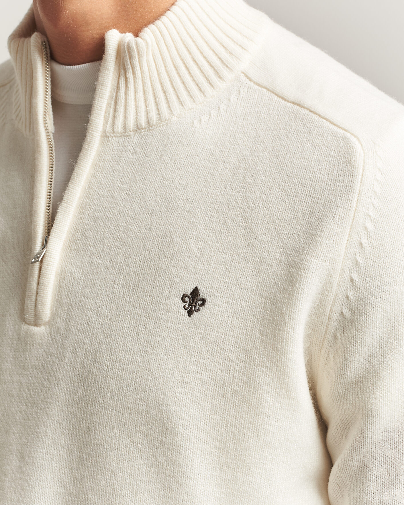 Uomini | Maglieria | Morris | Hertford Lambswool Half Zip Off White