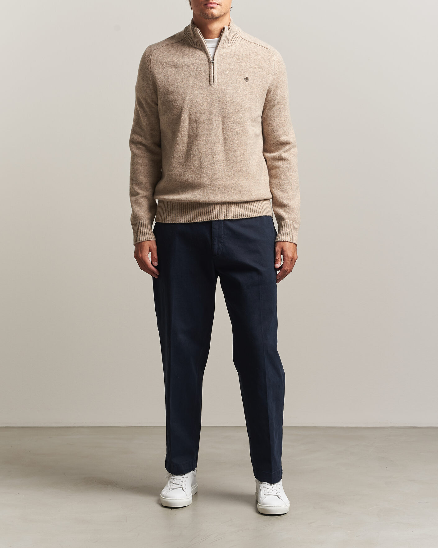Uomini | Maglieria | Morris | Hertford Lambswool Half Zip Khaki