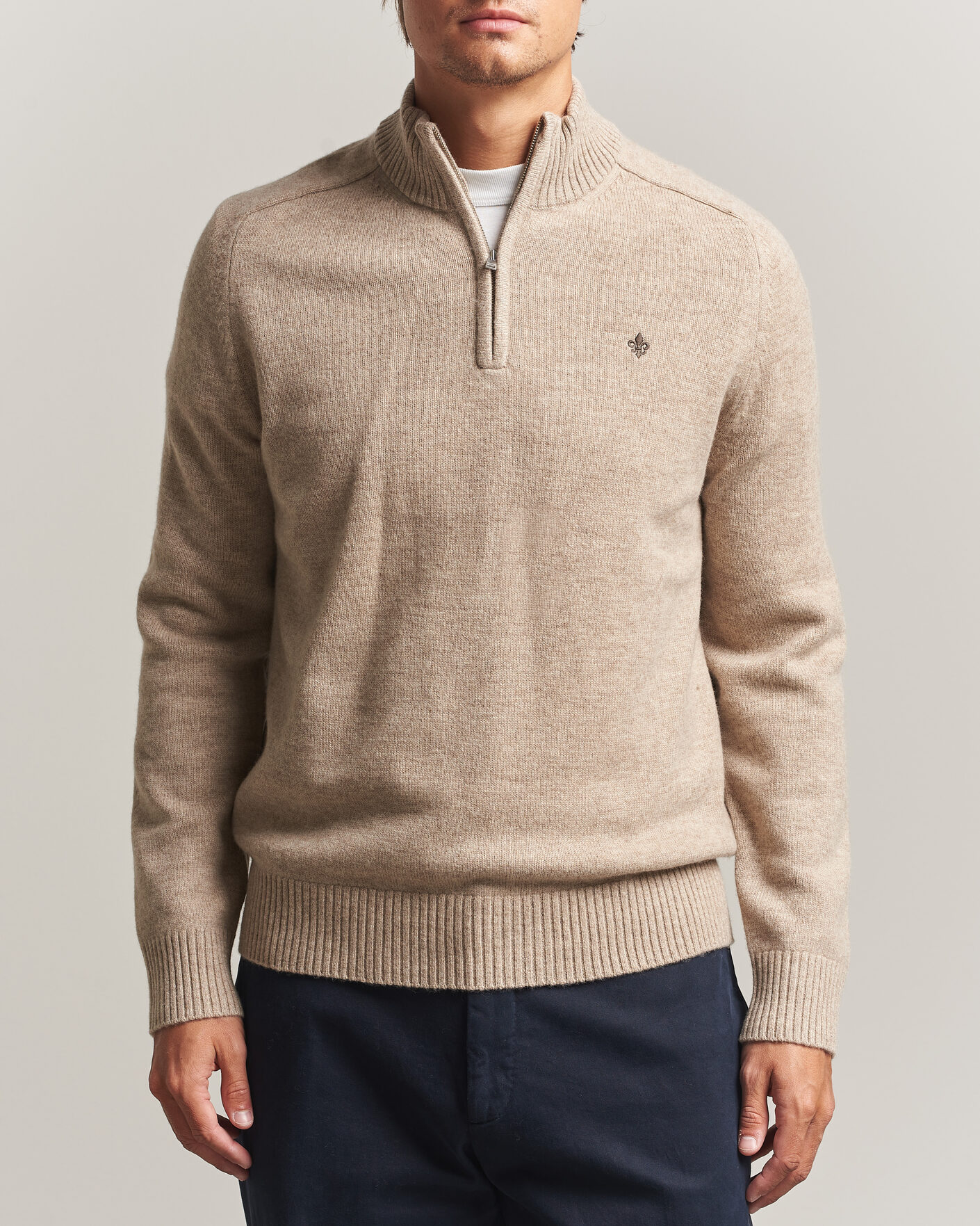 Uomini | Maglieria | Morris | Hertford Lambswool Half Zip Khaki