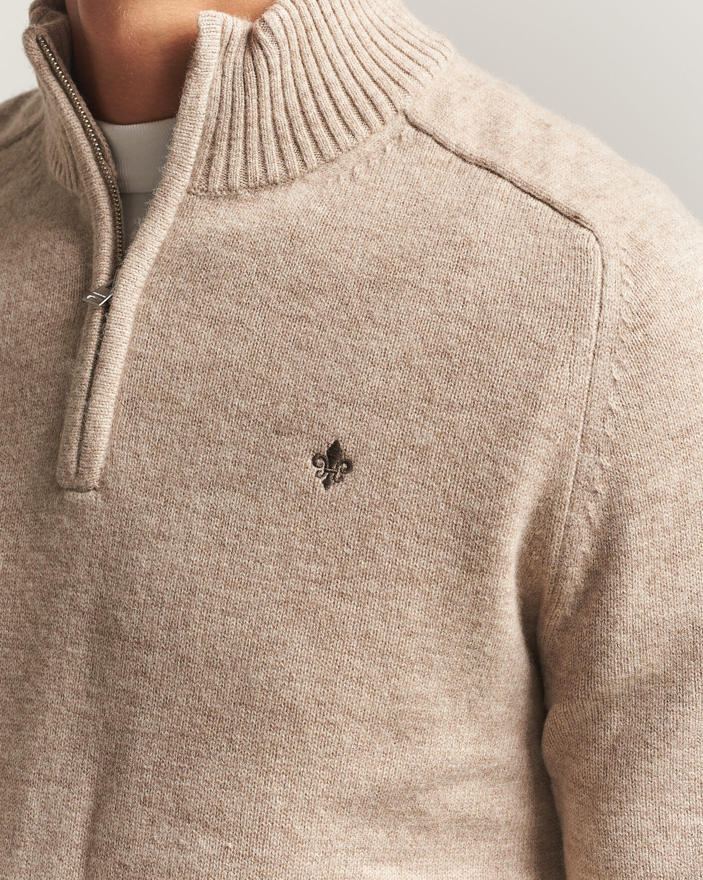 Uomini | Maglieria | Morris | Hertford Lambswool Half Zip Khaki