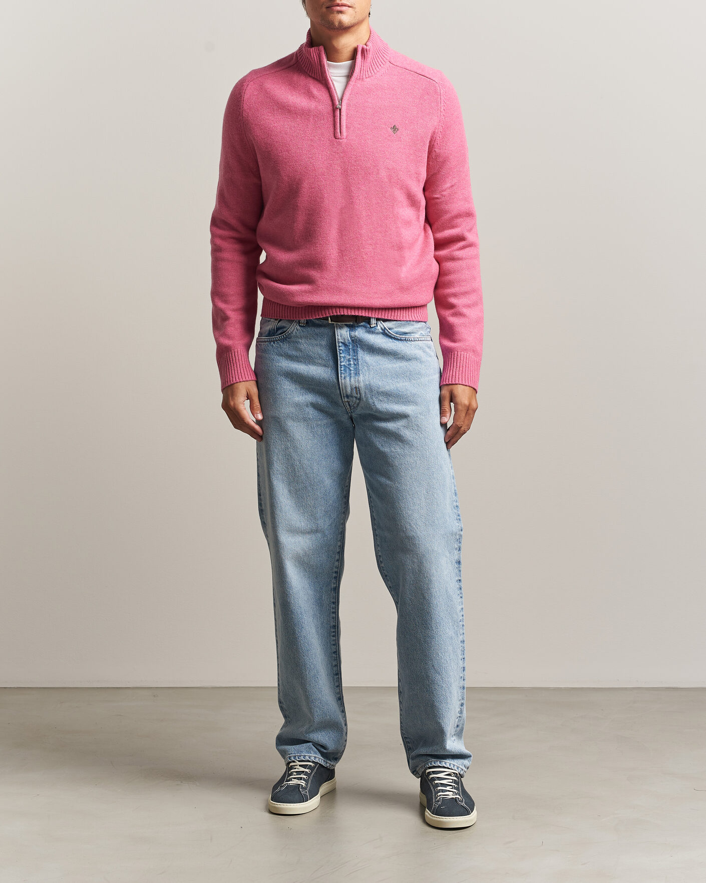 Uomini | Maglieria | Morris | Hertford Lambswool Half Zip Cerise