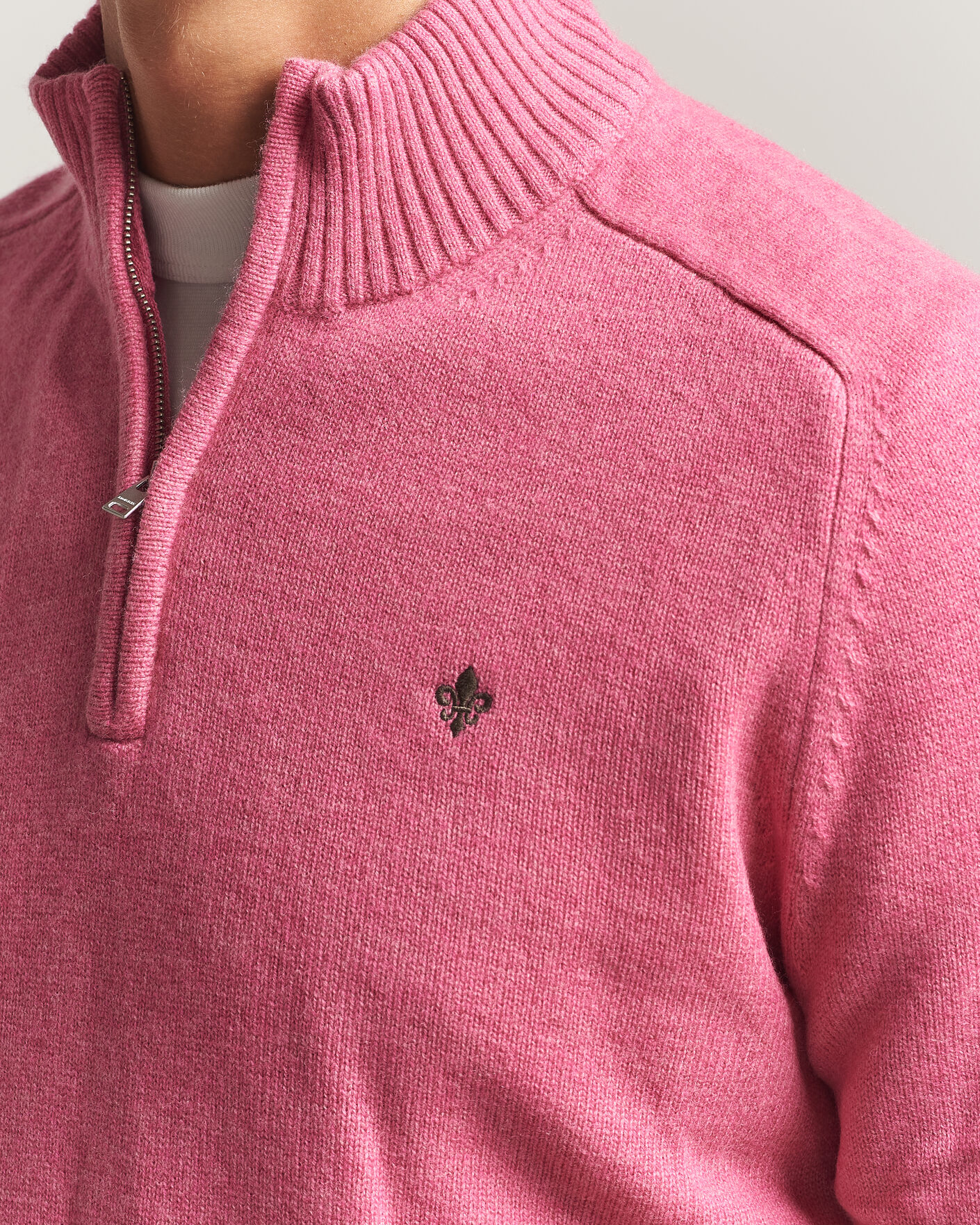 Uomini | Maglieria | Morris | Hertford Lambswool Half Zip Cerise