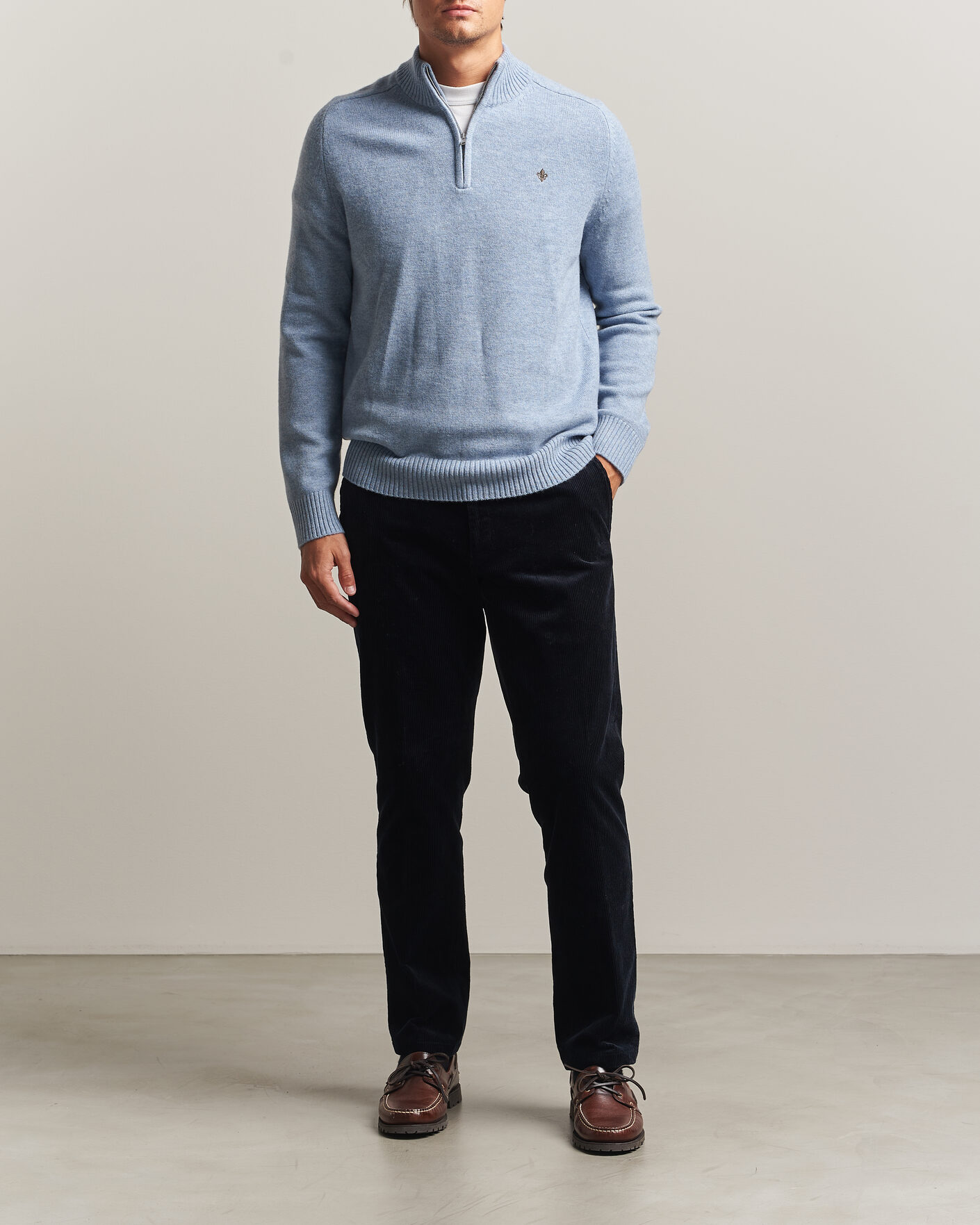 Uomini | Maglieria | Morris | Hertford Lambswool Half Zip Blue