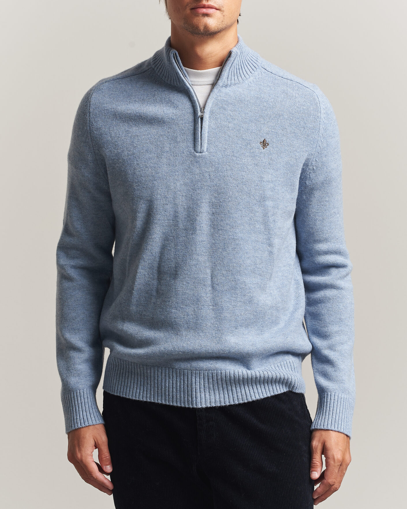 Uomini | Maglieria | Morris | Hertford Lambswool Half Zip Blue