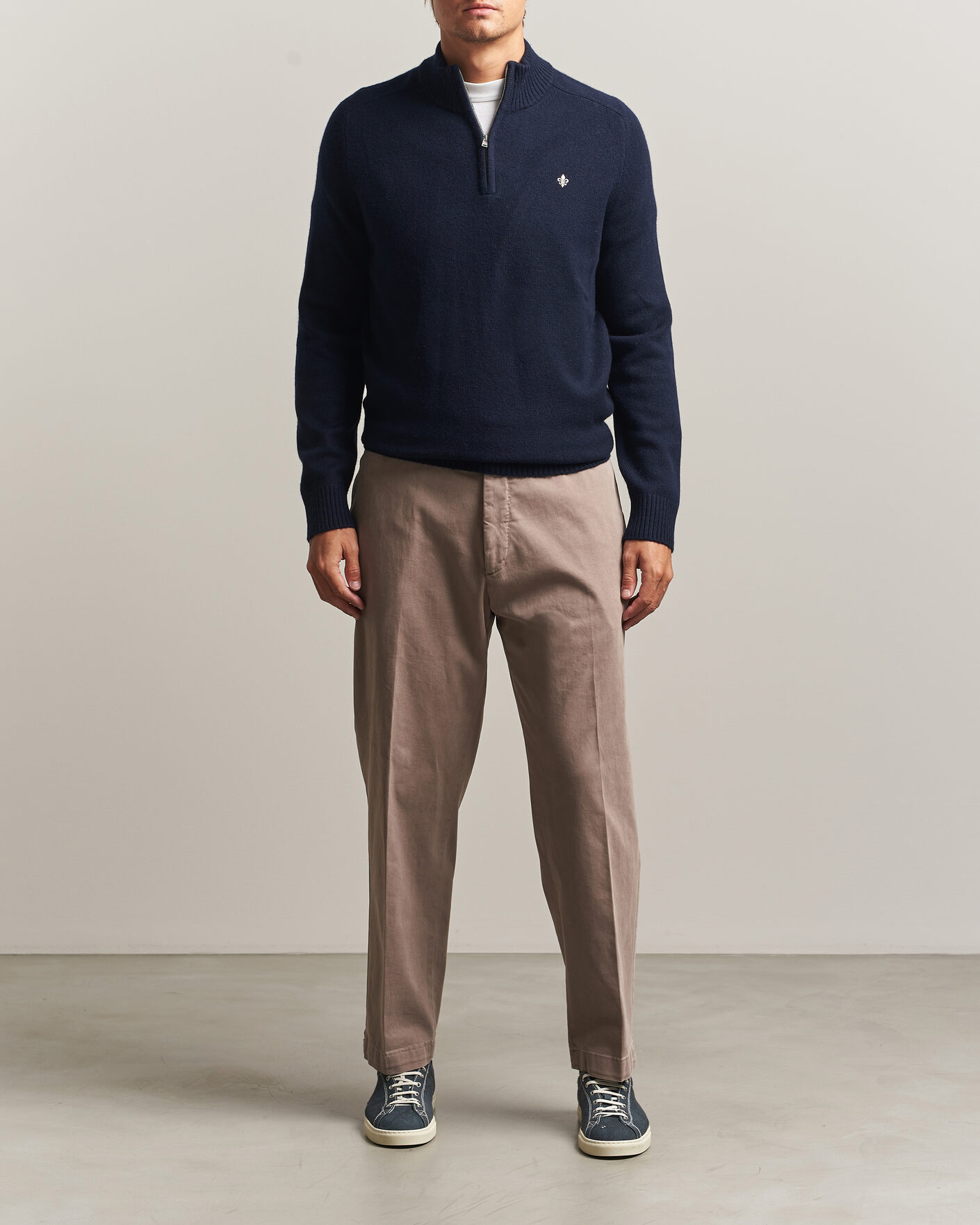Uomini | Maglieria | Morris | Hertford Lambswool Half Zip Navy