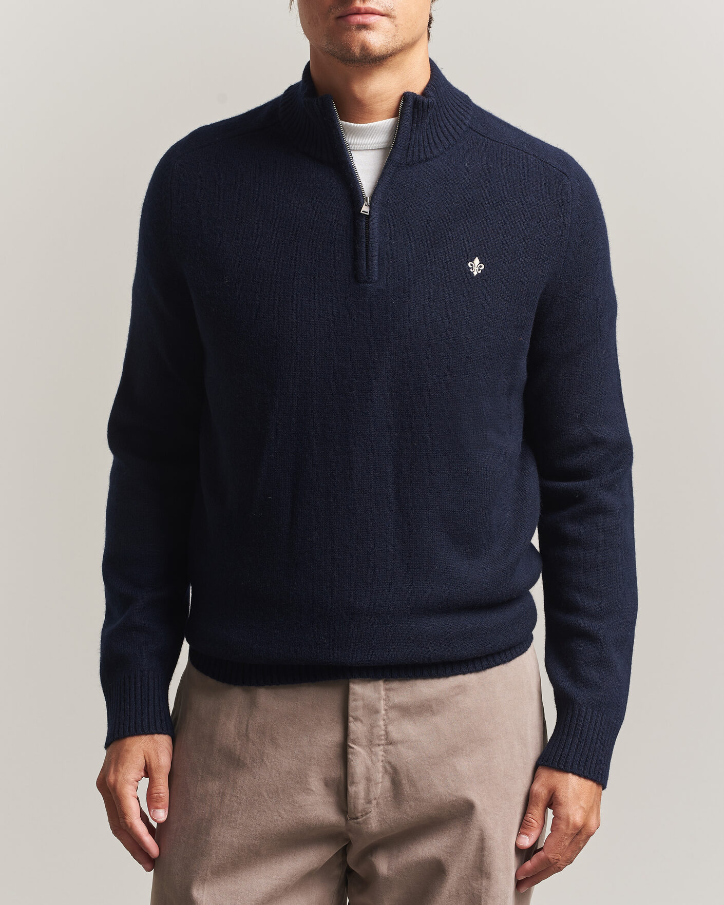 Uomini | Maglieria | Morris | Hertford Lambswool Half Zip Navy