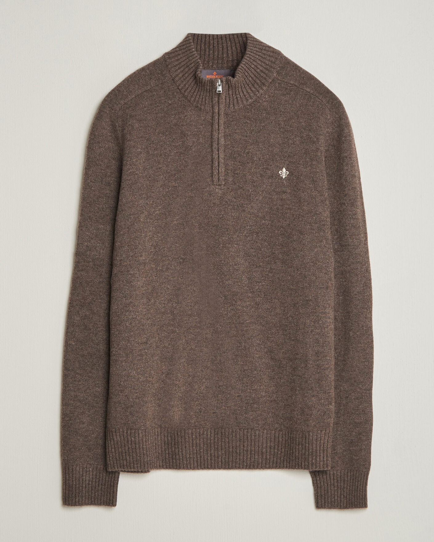 Uomini | Maglieria | Morris | Hertford Lambswool Half Zip Brown