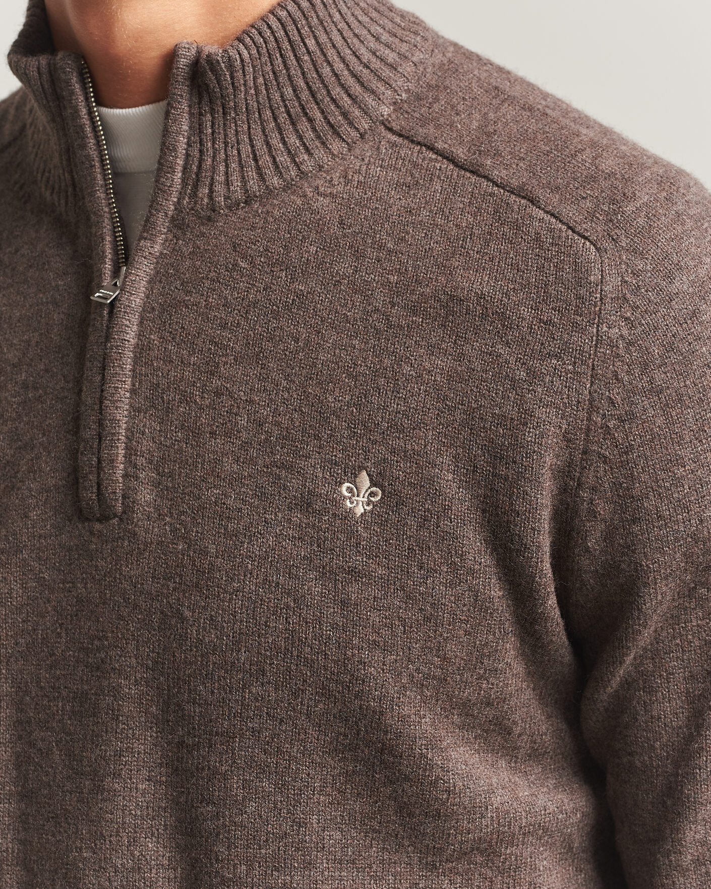 Uomini | Maglieria | Morris | Hertford Lambswool Half Zip Brown