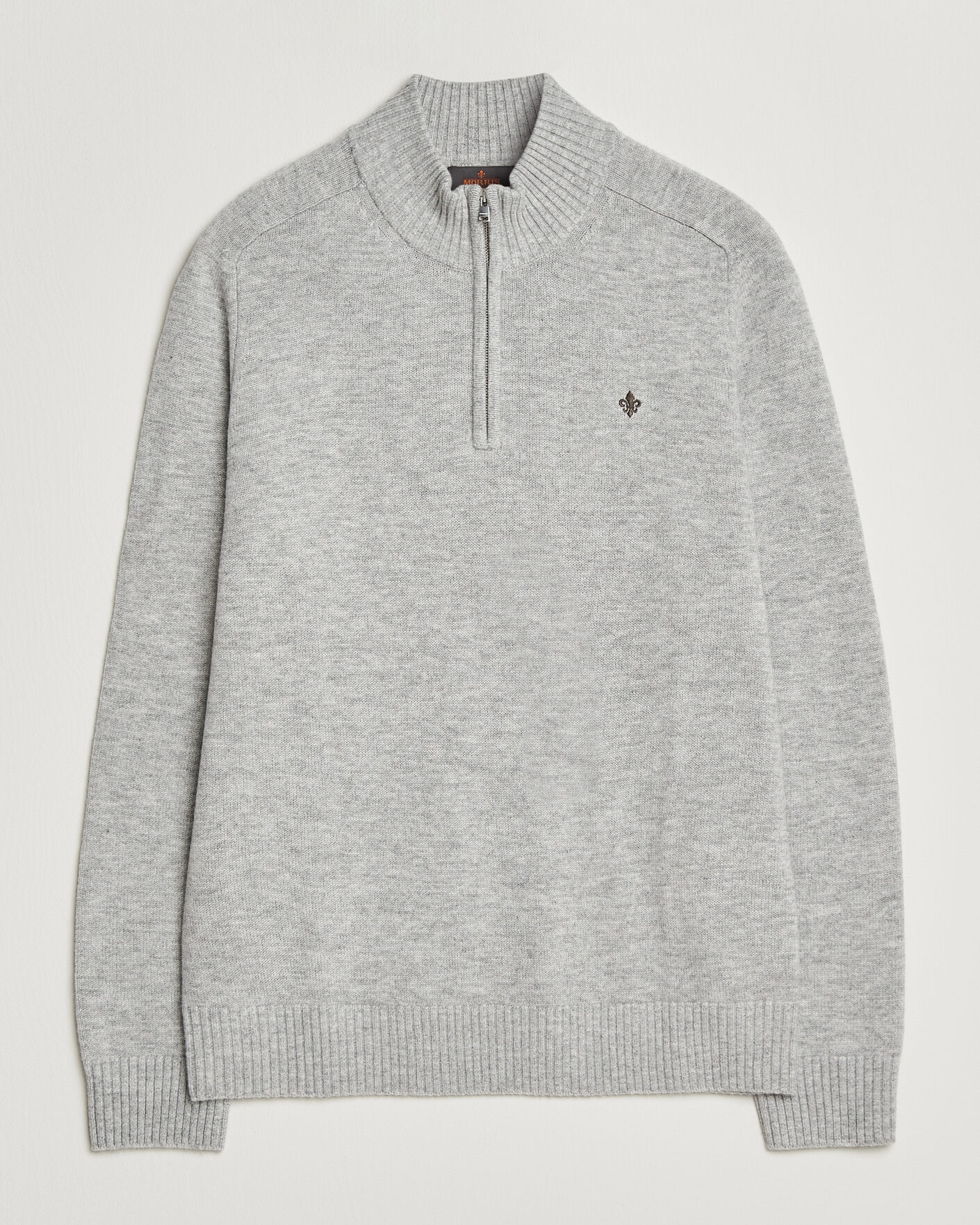 Uomini | Maglieria | Morris | Hertford Lambswool Half Zip Grey