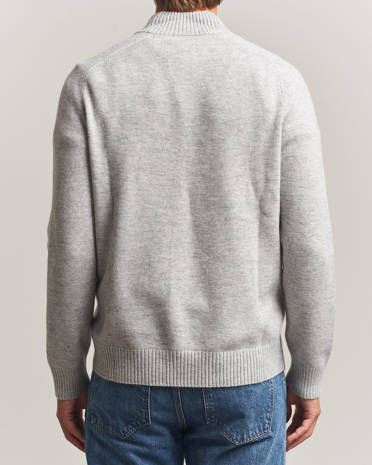 Uomini | Maglieria | Morris | Hertford Lambswool Half Zip Grey