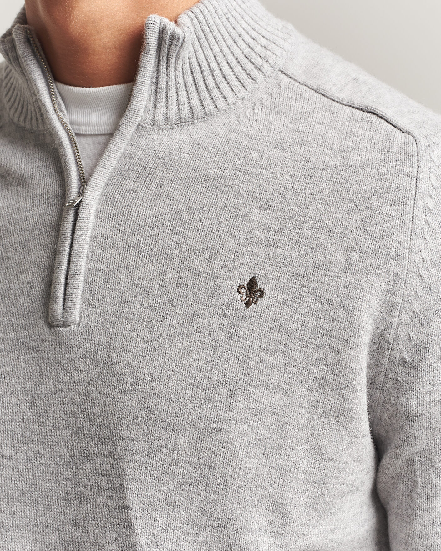 Uomini | Maglieria | Morris | Hertford Lambswool Half Zip Grey