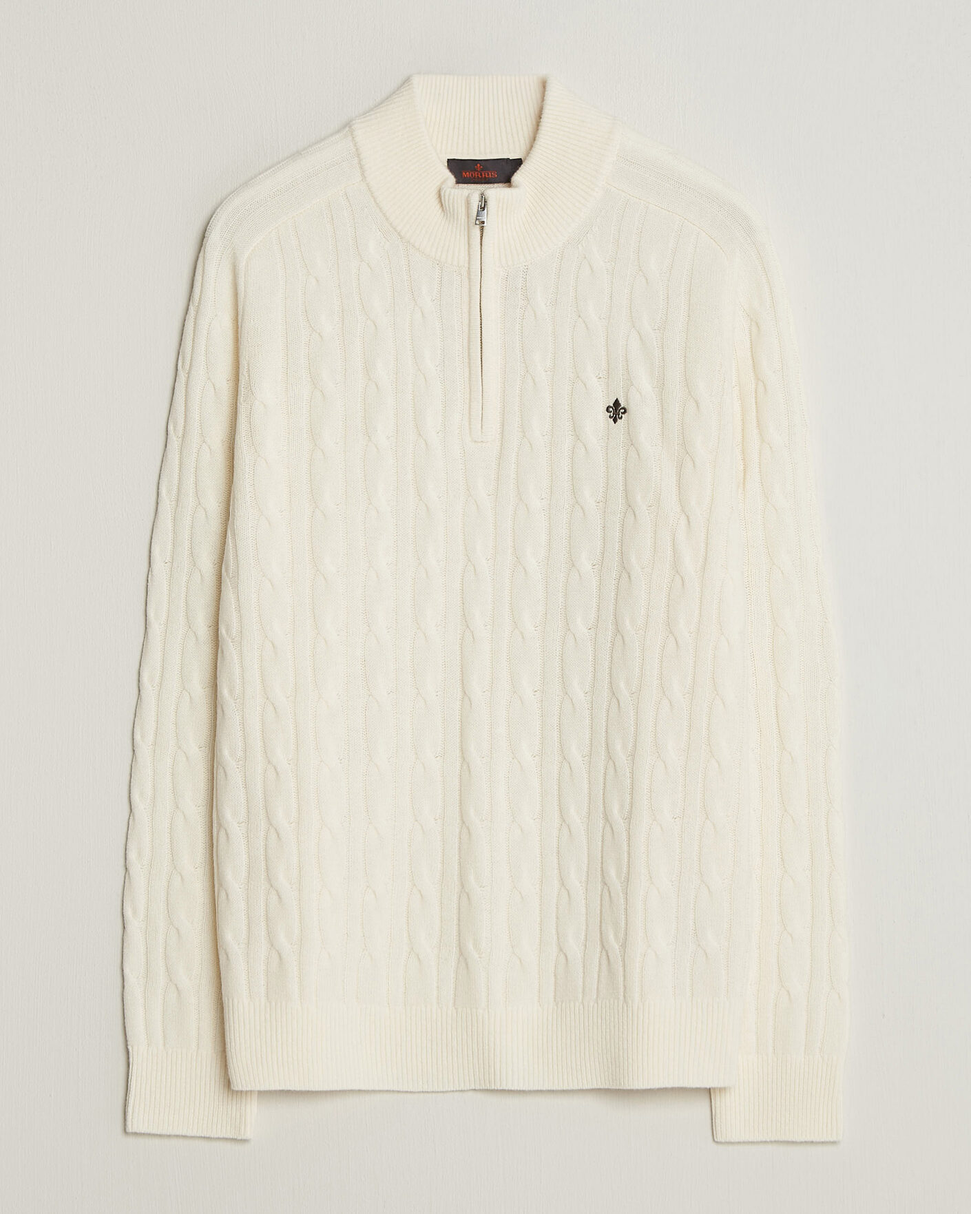 Uomini | Maglieria | Morris | Hertford Cable Half Zip Off White