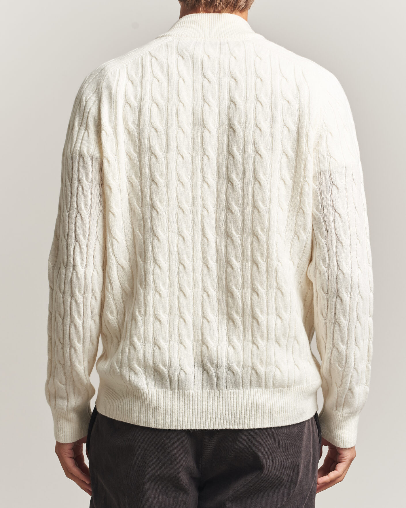 Uomini | Maglieria | Morris | Hertford Cable Half Zip Off White