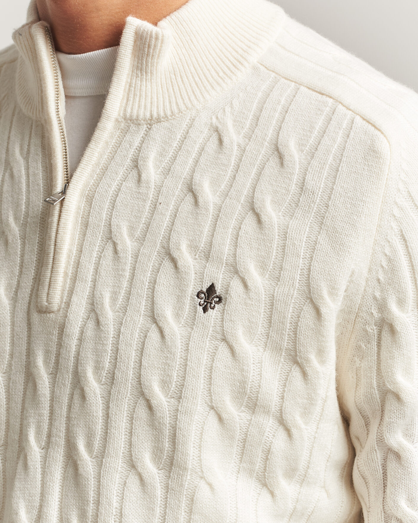 Uomini | Maglieria | Morris | Hertford Cable Half Zip Off White