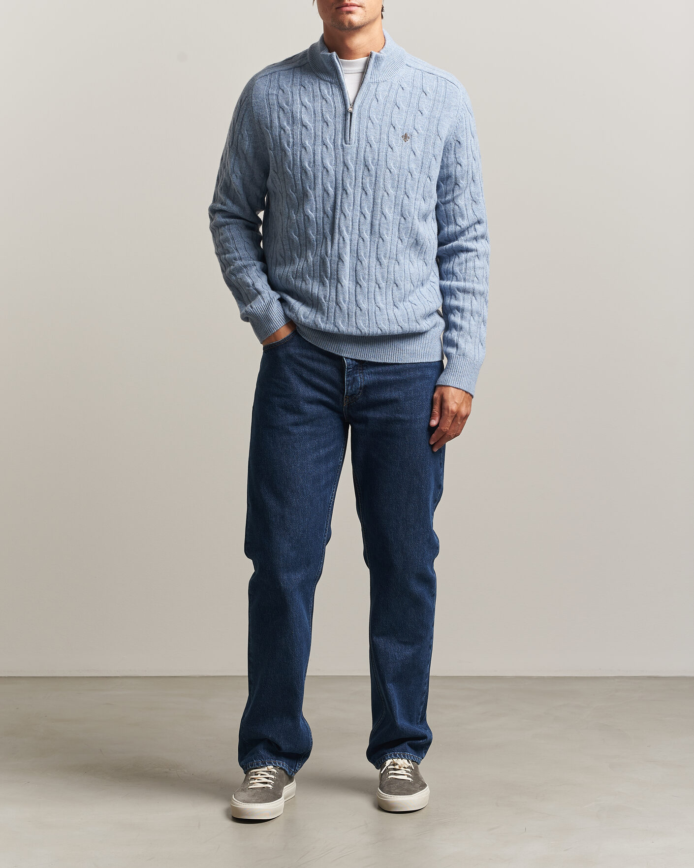 Uomini | Maglieria | Morris | Hertford Cable Half Zip Blue