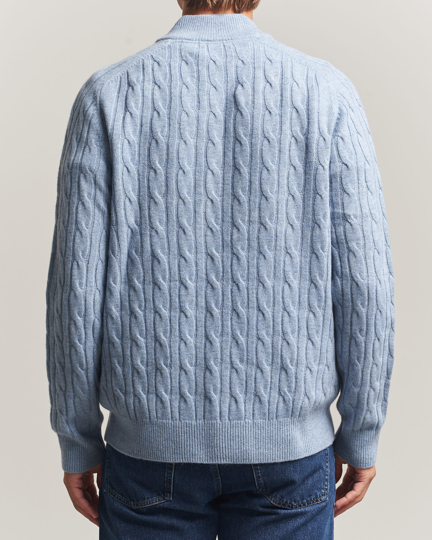 Uomini | Maglieria | Morris | Hertford Cable Half Zip Blue