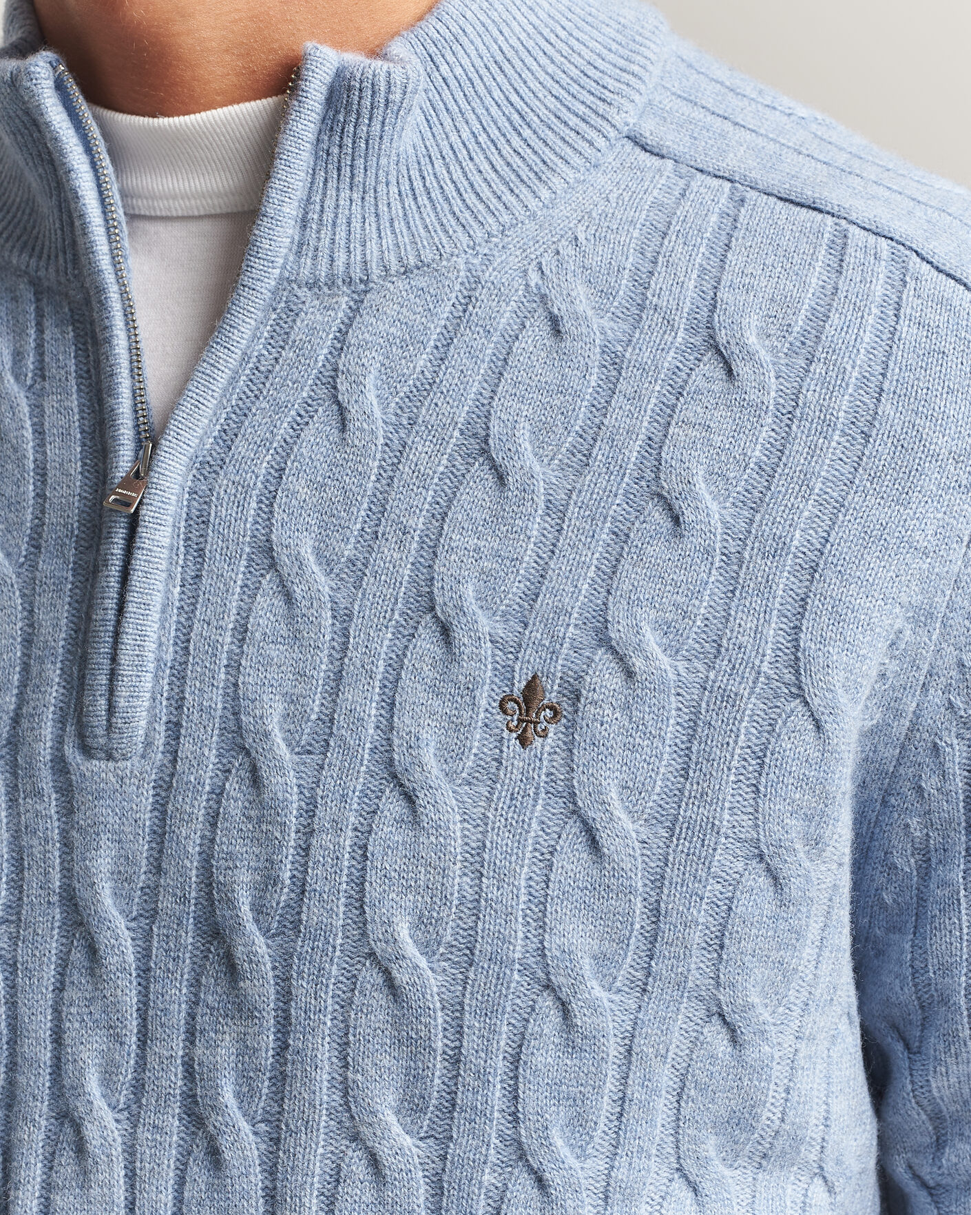 Uomini | Maglieria | Morris | Hertford Cable Half Zip Blue