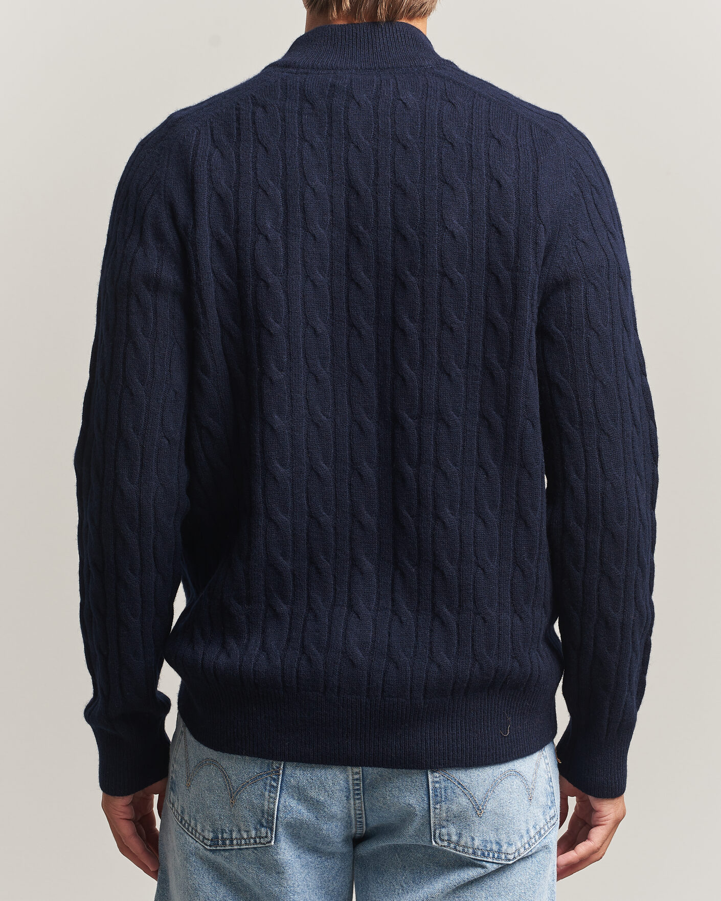 Uomini | Maglieria | Morris | Hertford Cable Half Zip Navy
