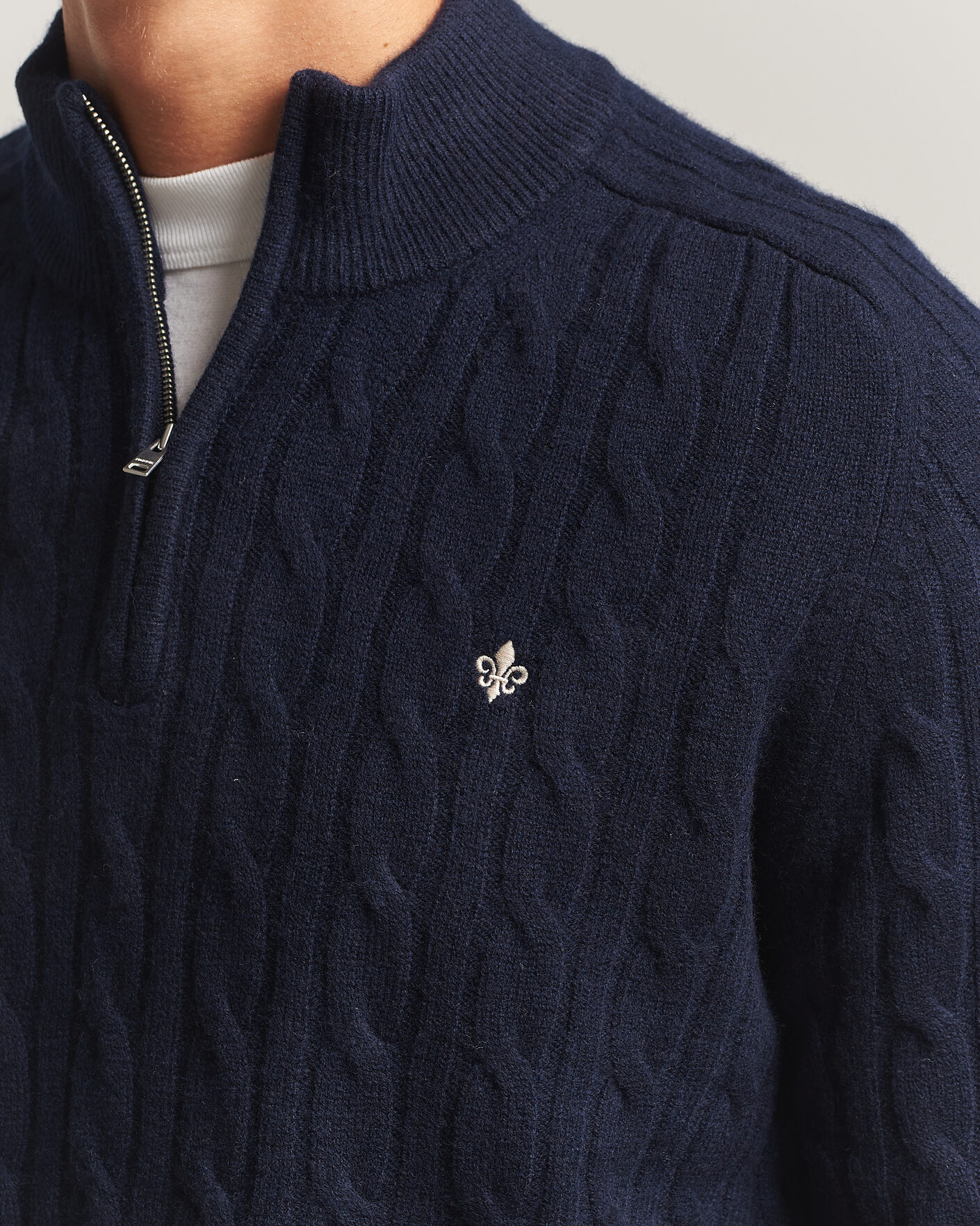 Uomini | Maglieria | Morris | Hertford Cable Half Zip Navy