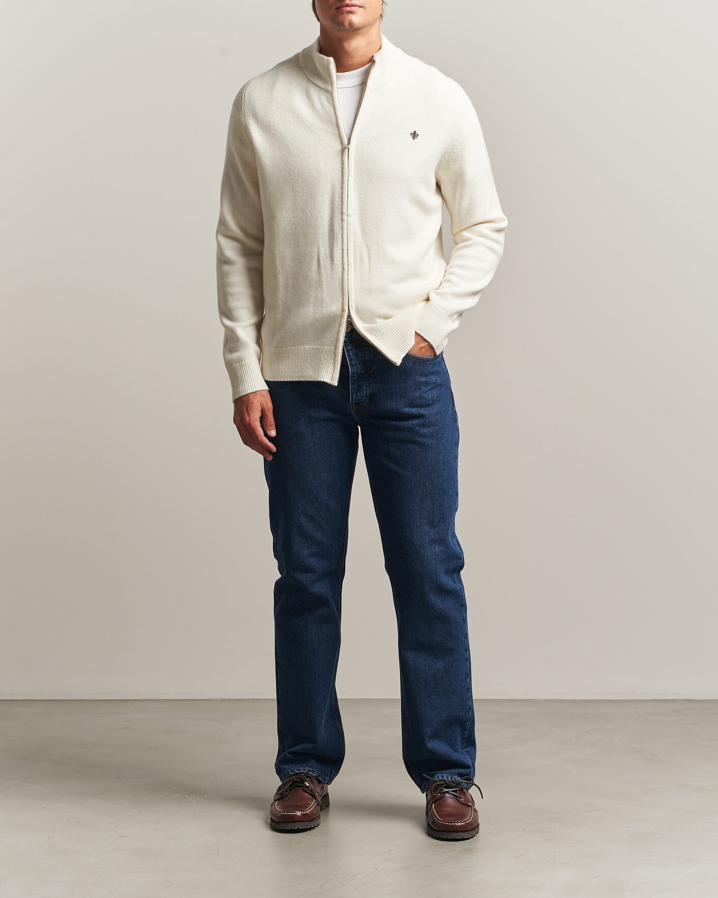 Uomini | Maglieria | Morris | Hertford Zip Cardigan Off White