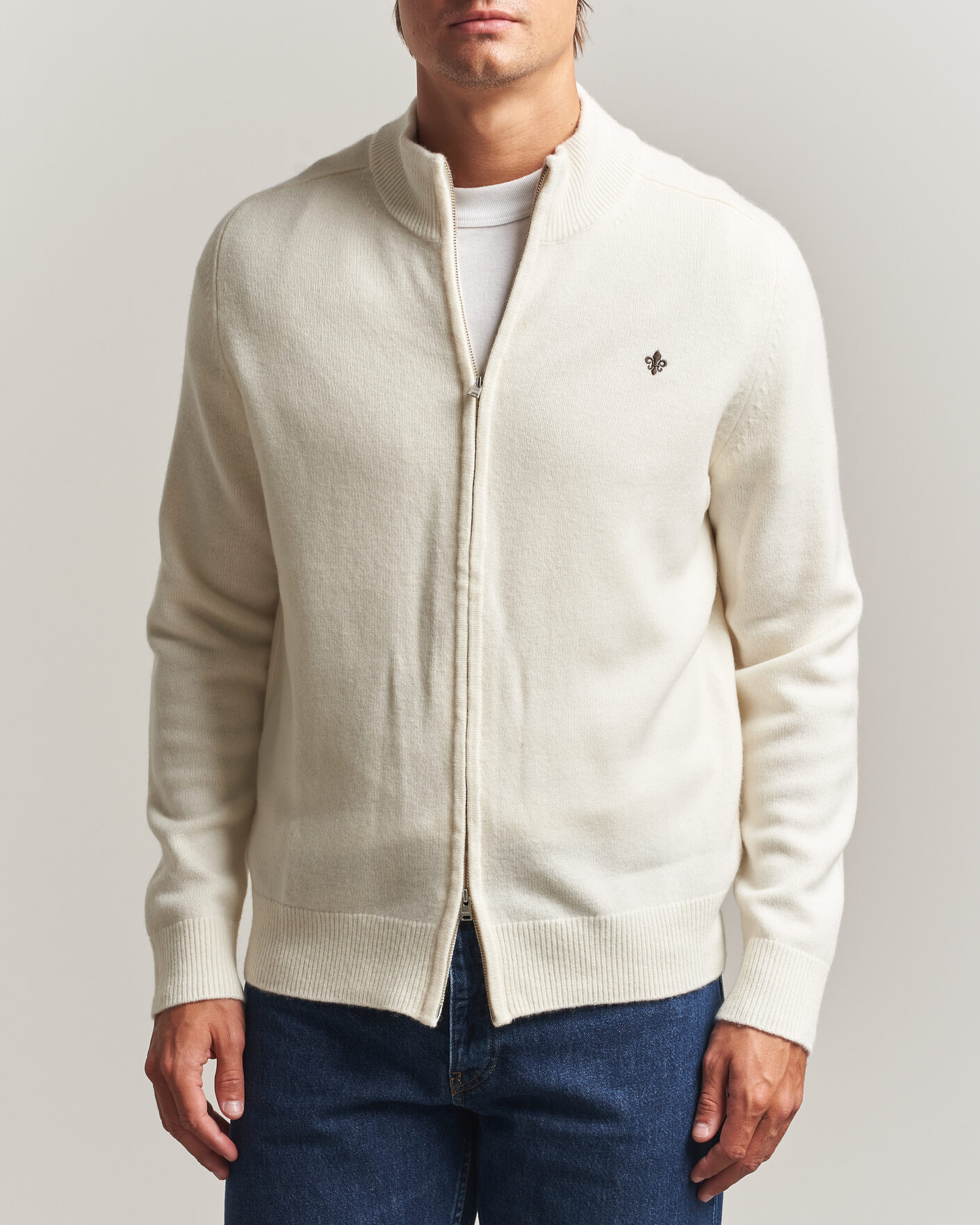 Uomini | Maglieria | Morris | Hertford Zip Cardigan Off White