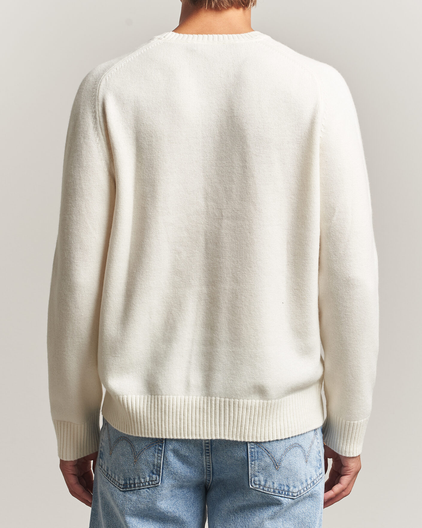 Uomini | Maglieria | Morris | Hertford Lambswool Crew Neck Off White