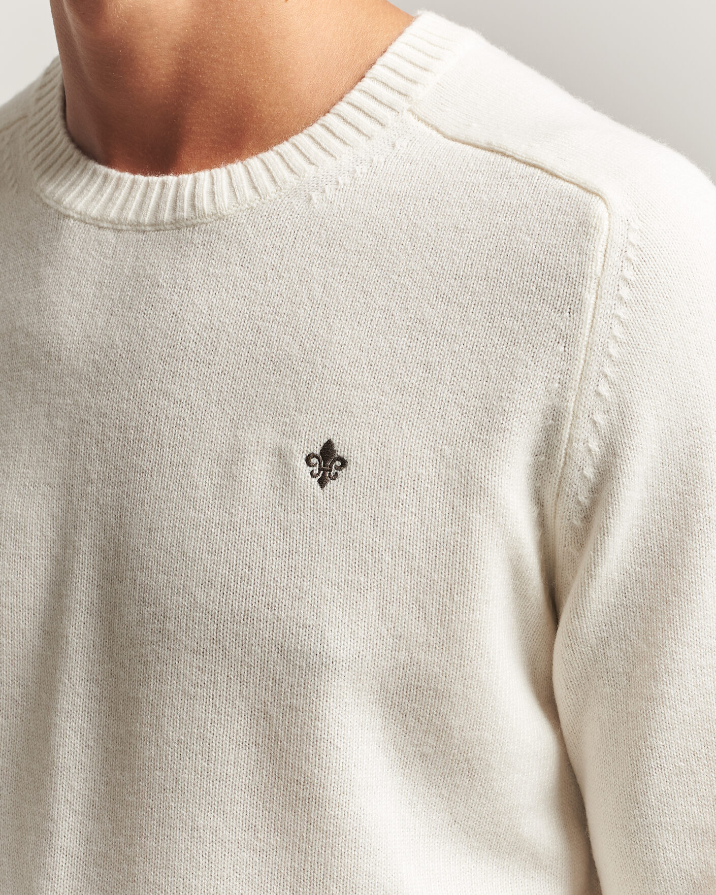 Uomini | Maglieria | Morris | Hertford Lambswool Crew Neck Off White