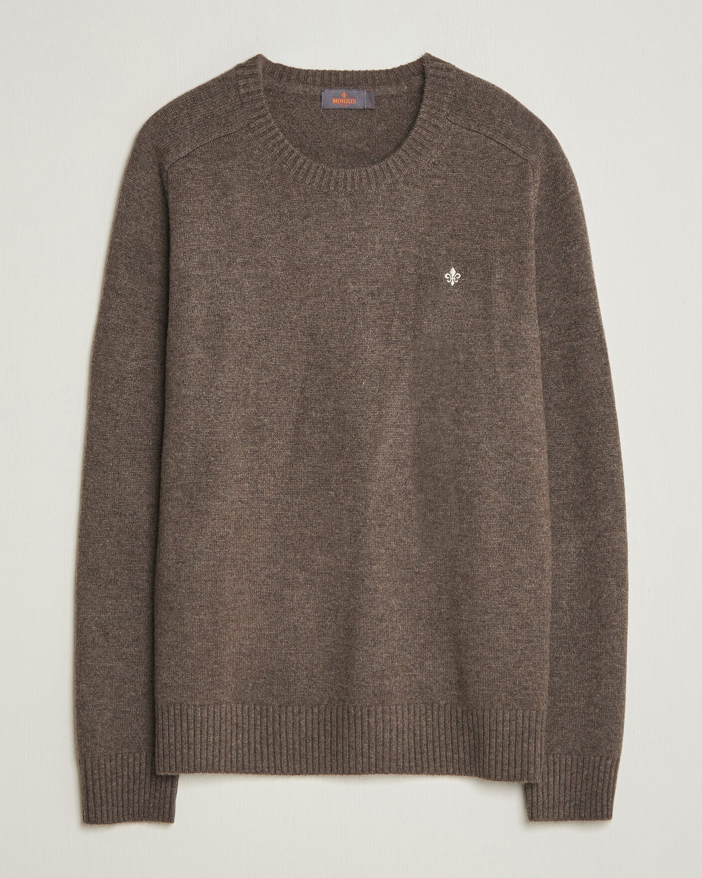 Uomini | Maglieria | Morris | Hertford Lambswool Crew Neck Brown