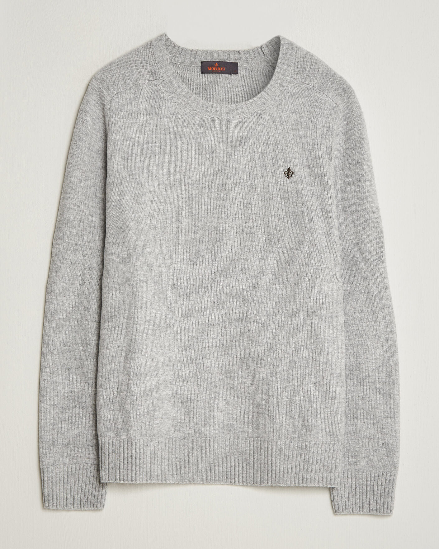 Uomini | Maglieria | Morris | Hertford Lambswool Crew Neck Grey