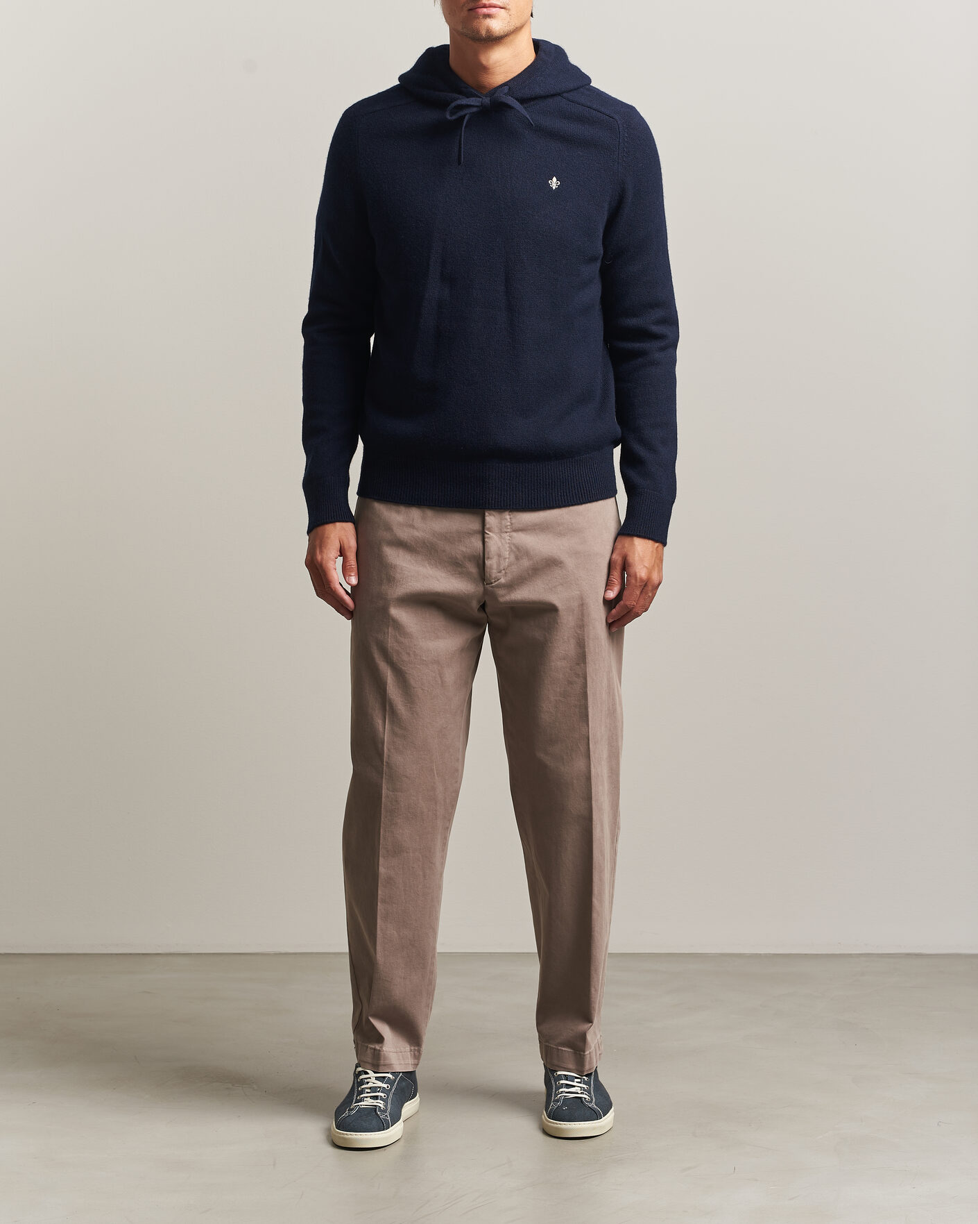 Uomini | Maglieria | Morris | Hertford Lambswool Hoodie Navy