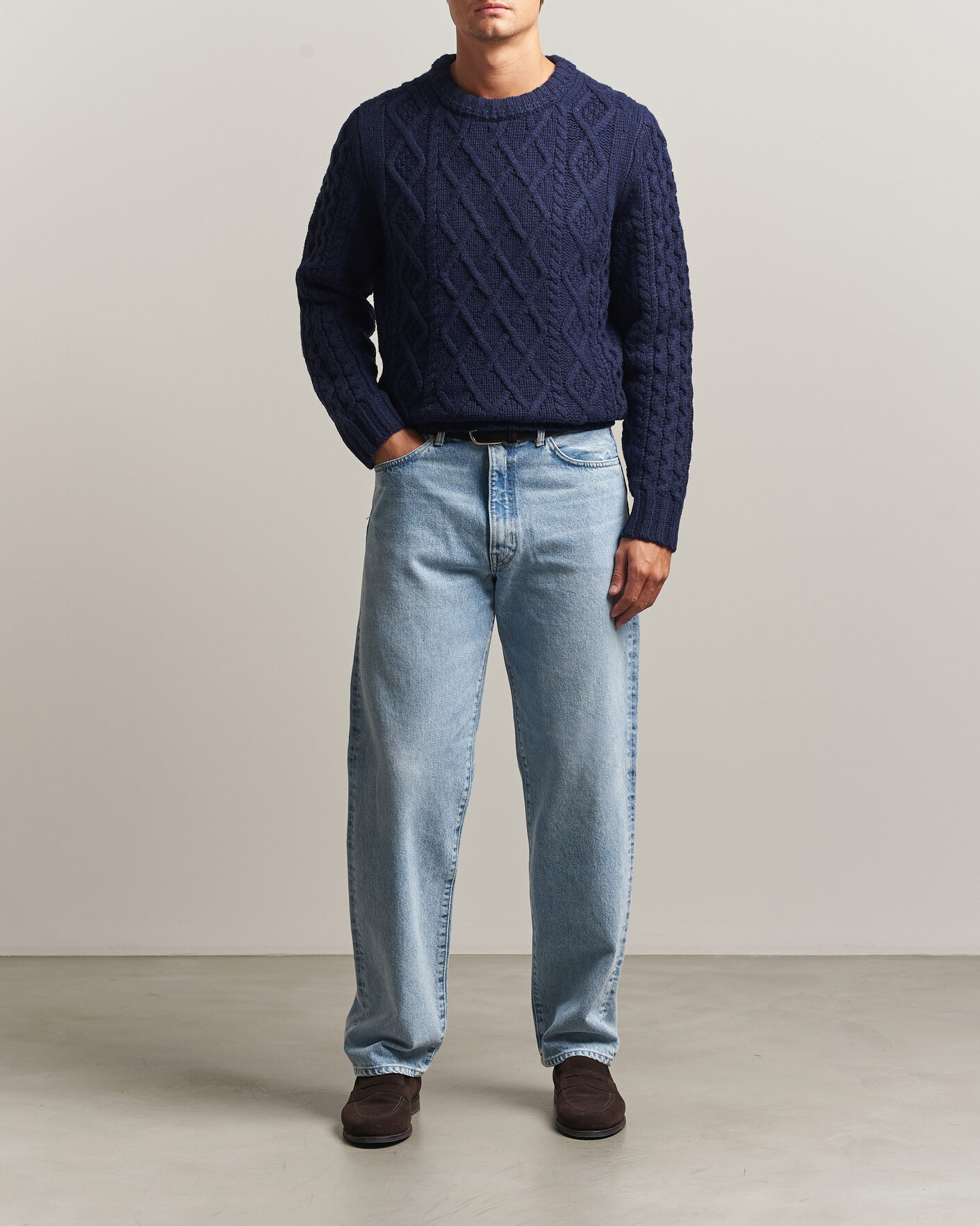 Uomini | Maglieria | Morris | Ramsey Cable Sweater Navy