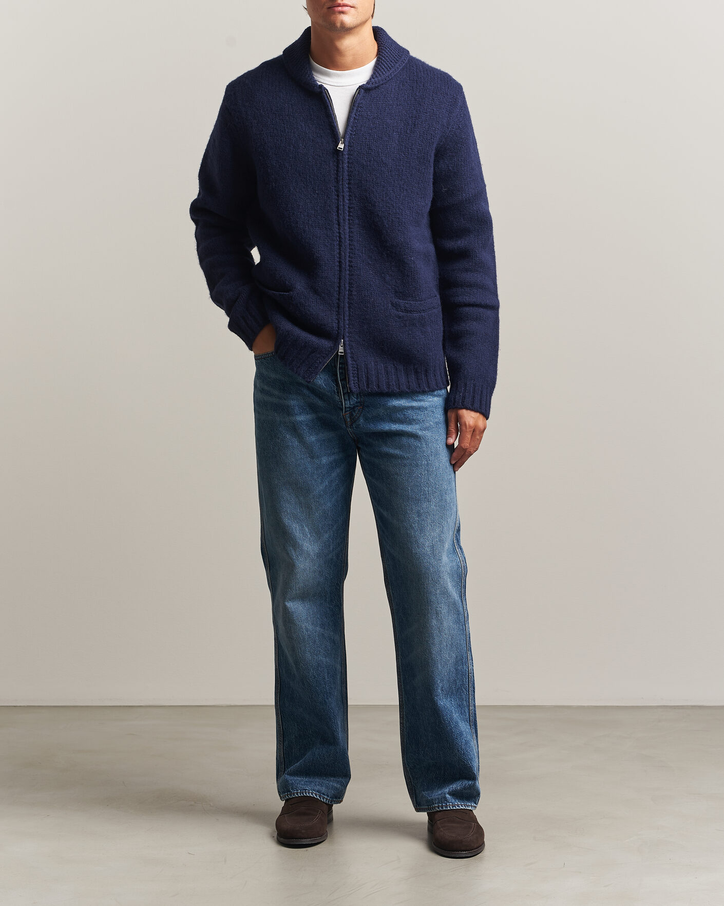Uomini | Maglieria | Morris | Boyd Zip Cardigan Navy
