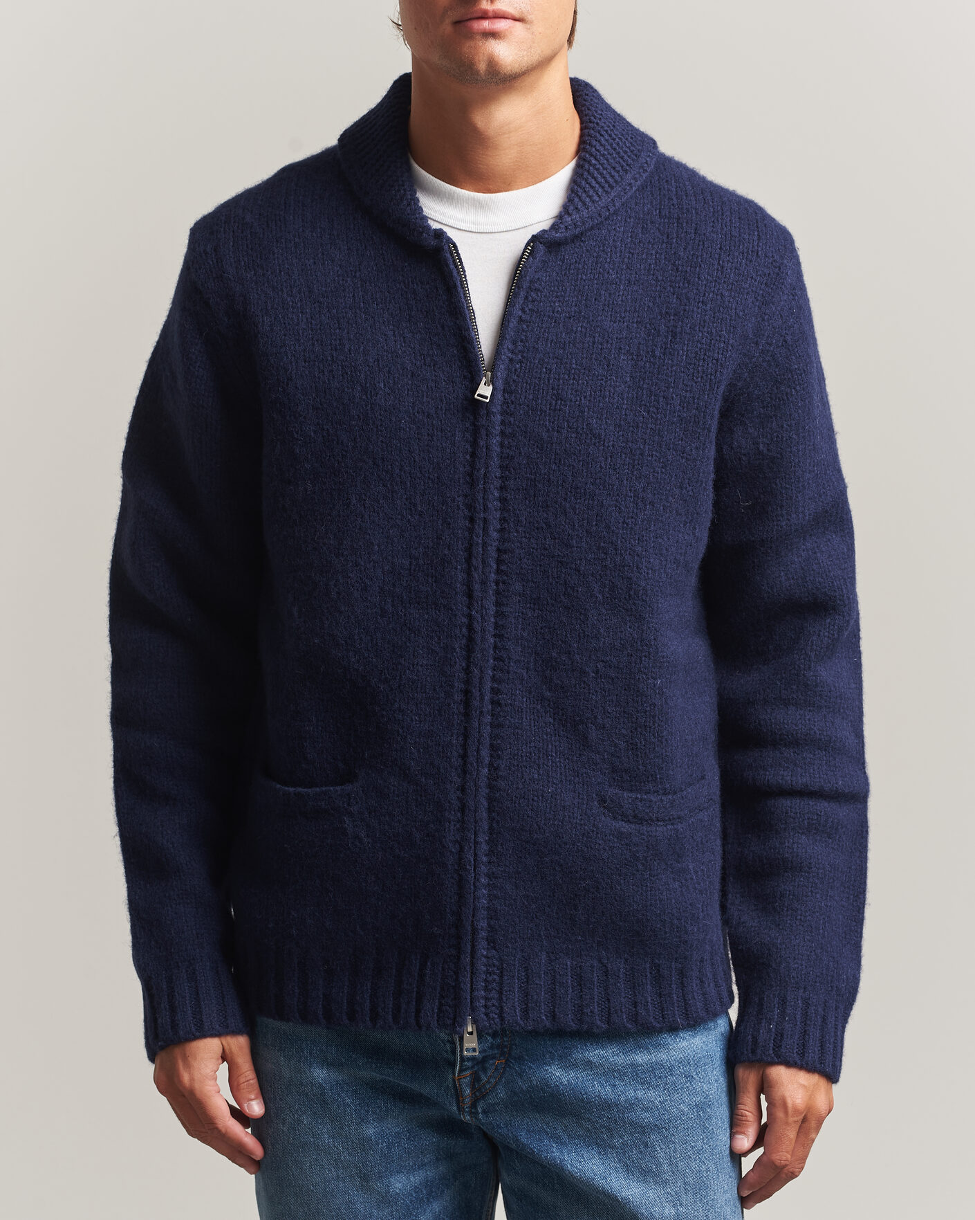 Uomini | Maglieria | Morris | Boyd Zip Cardigan Navy