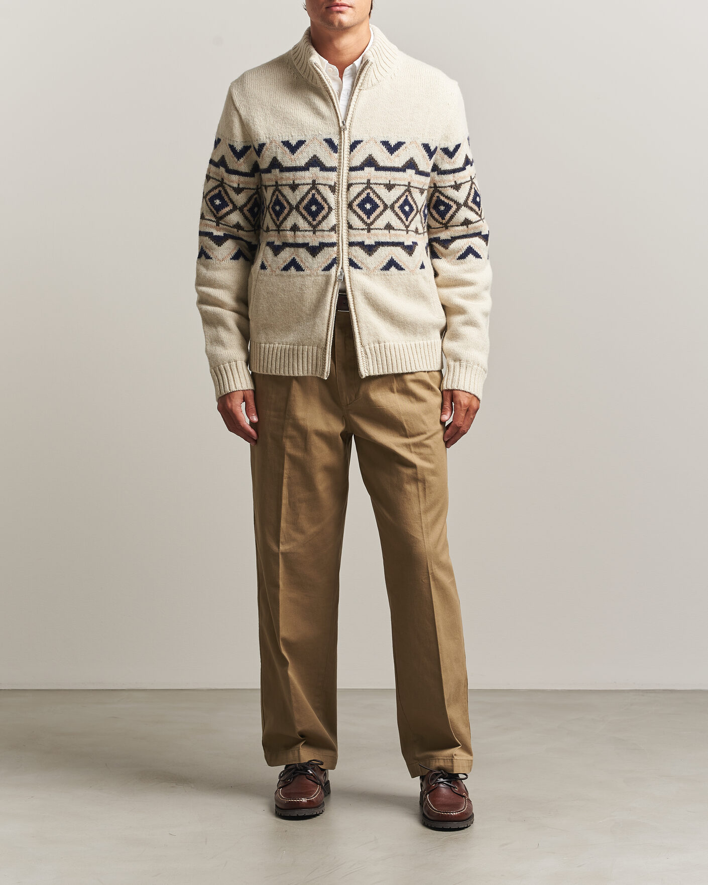 Uomini | Maglieria | Morris | Hadley Zip Cardigan Off White