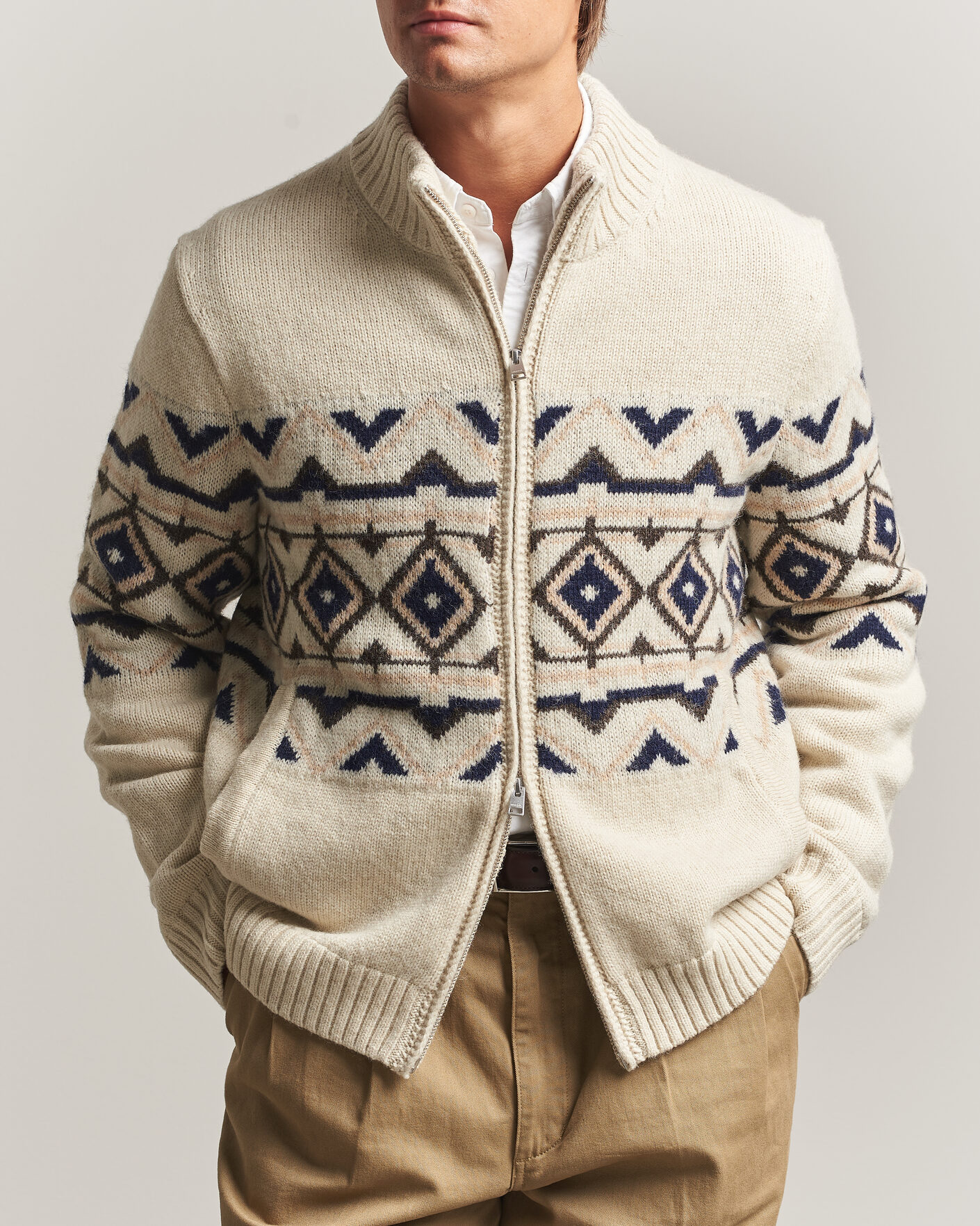 Uomini | Maglieria | Morris | Hadley Zip Cardigan Off White
