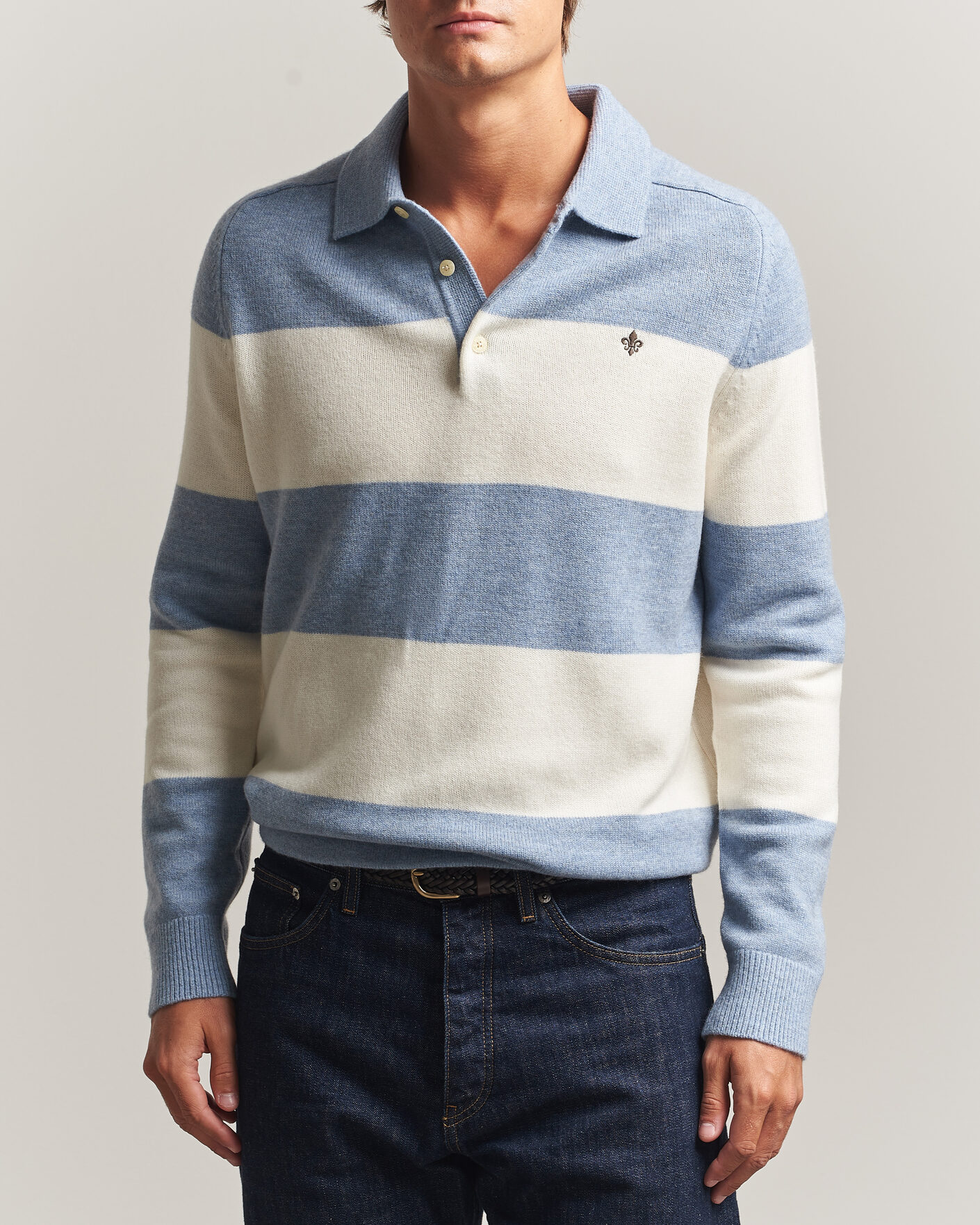Uomini | Maglieria | Morris | Hertford Knitted Polo Blue