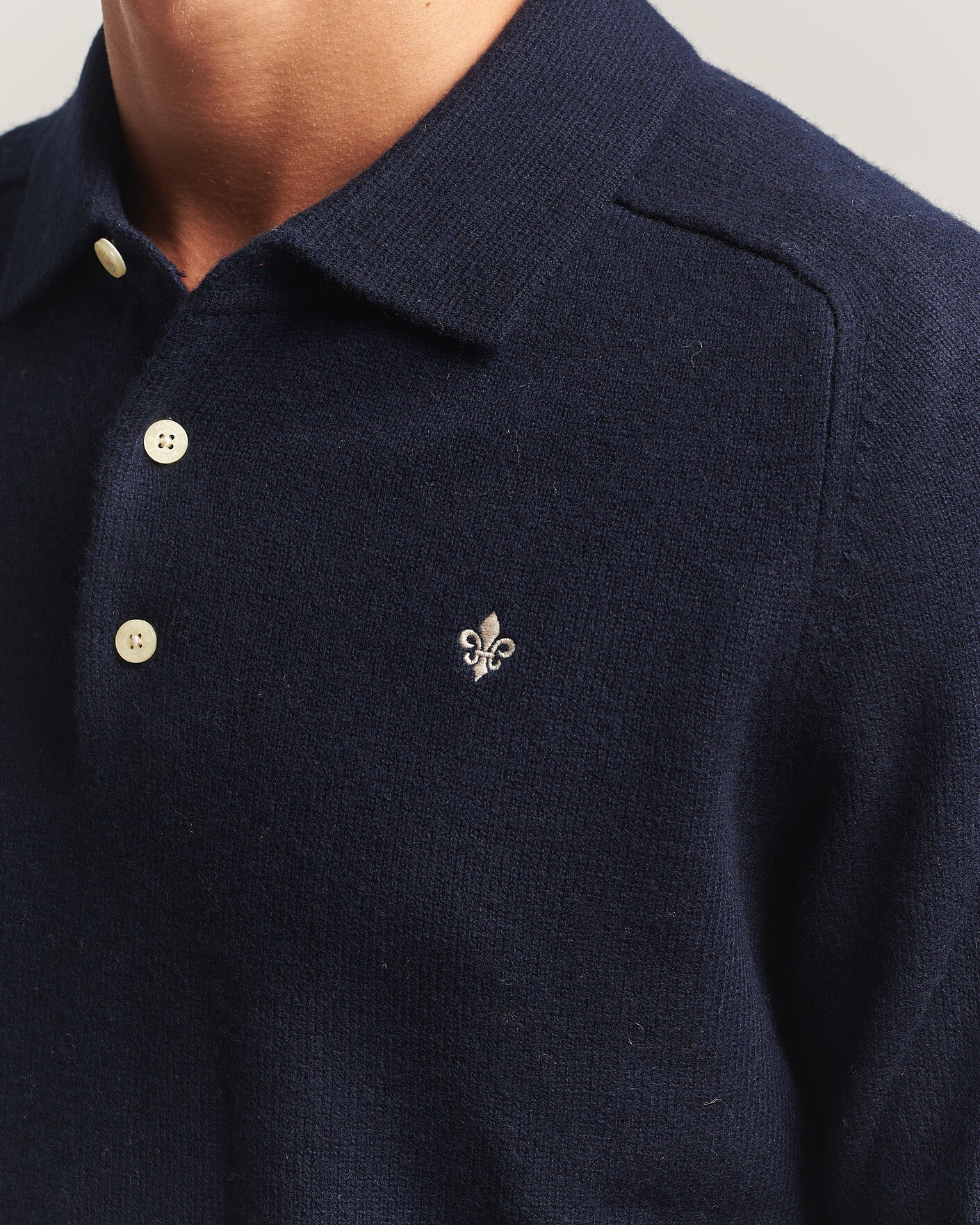 Uomini | Maglieria | Morris | Hetford Knitted Polo Navy