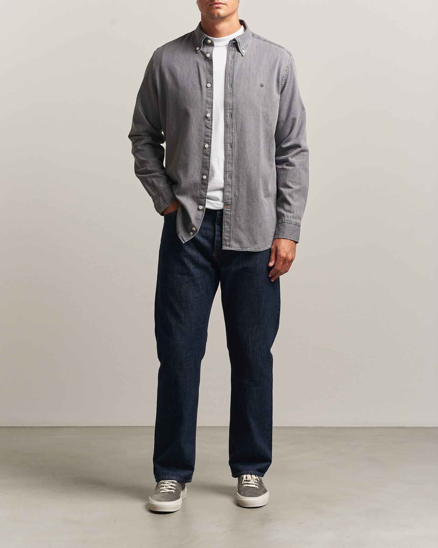 Uomini | Camicie | Morris | Light Denim Shirt Grey