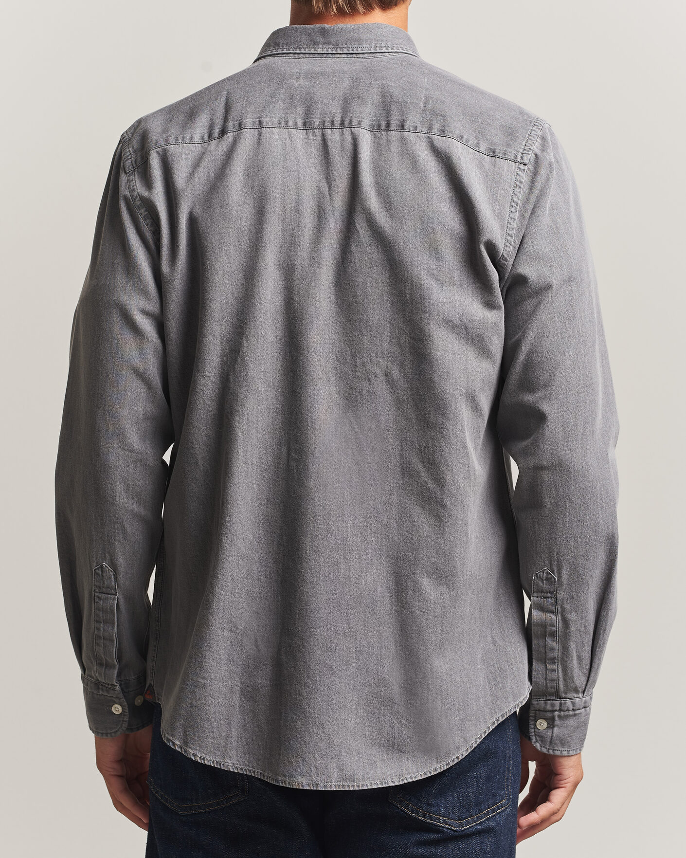 Uomini | Camicie | Morris | Light Denim Shirt Grey