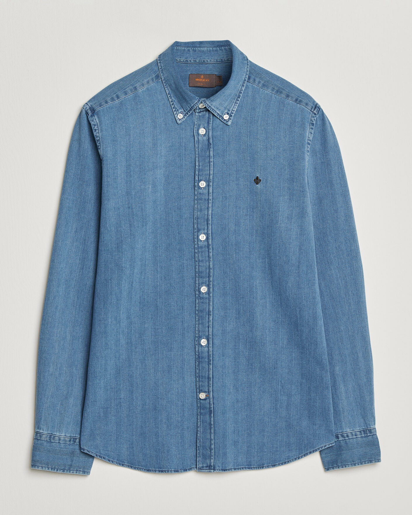 Uomini | Camicie | Morris | Indigo Herringbone Shirt Light Blue