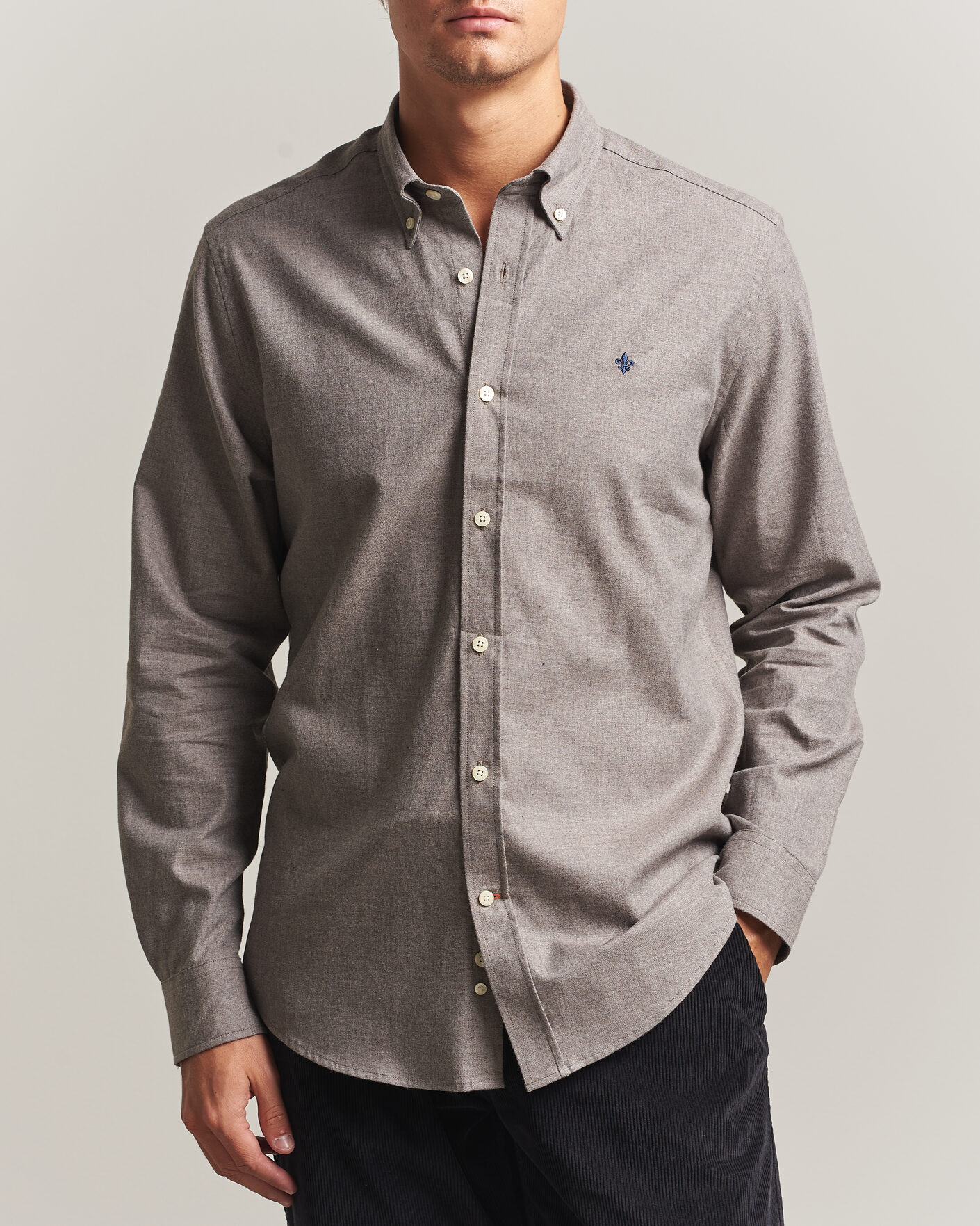 Uomini | Camicie | Morris | Watts Flannel Shirt Grey