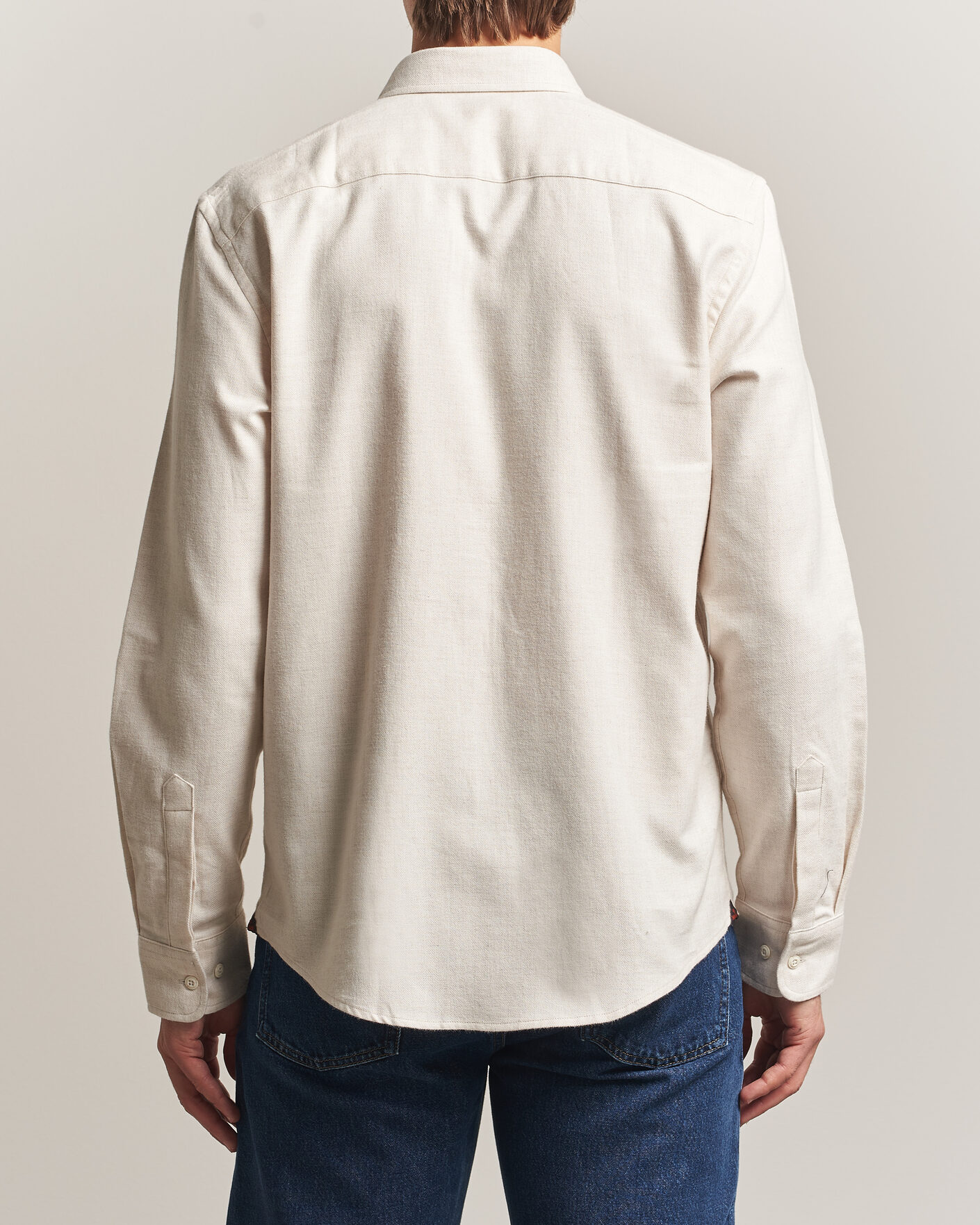 Uomini | Camicie | Morris | Flannel Herringbone Shirt Off White