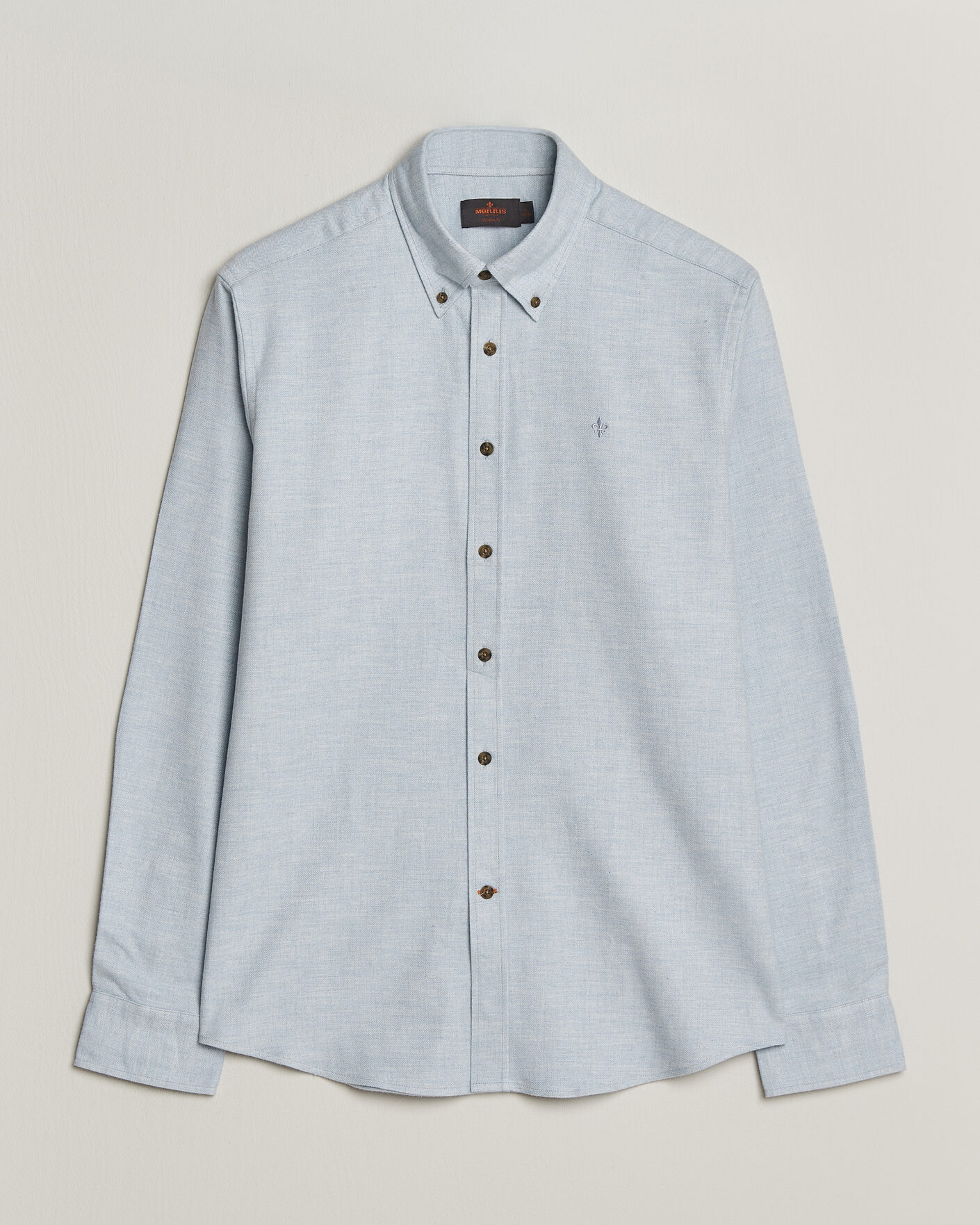 Uomini | Camicie | Morris | Flannel Herringbone Shirt Light Blue