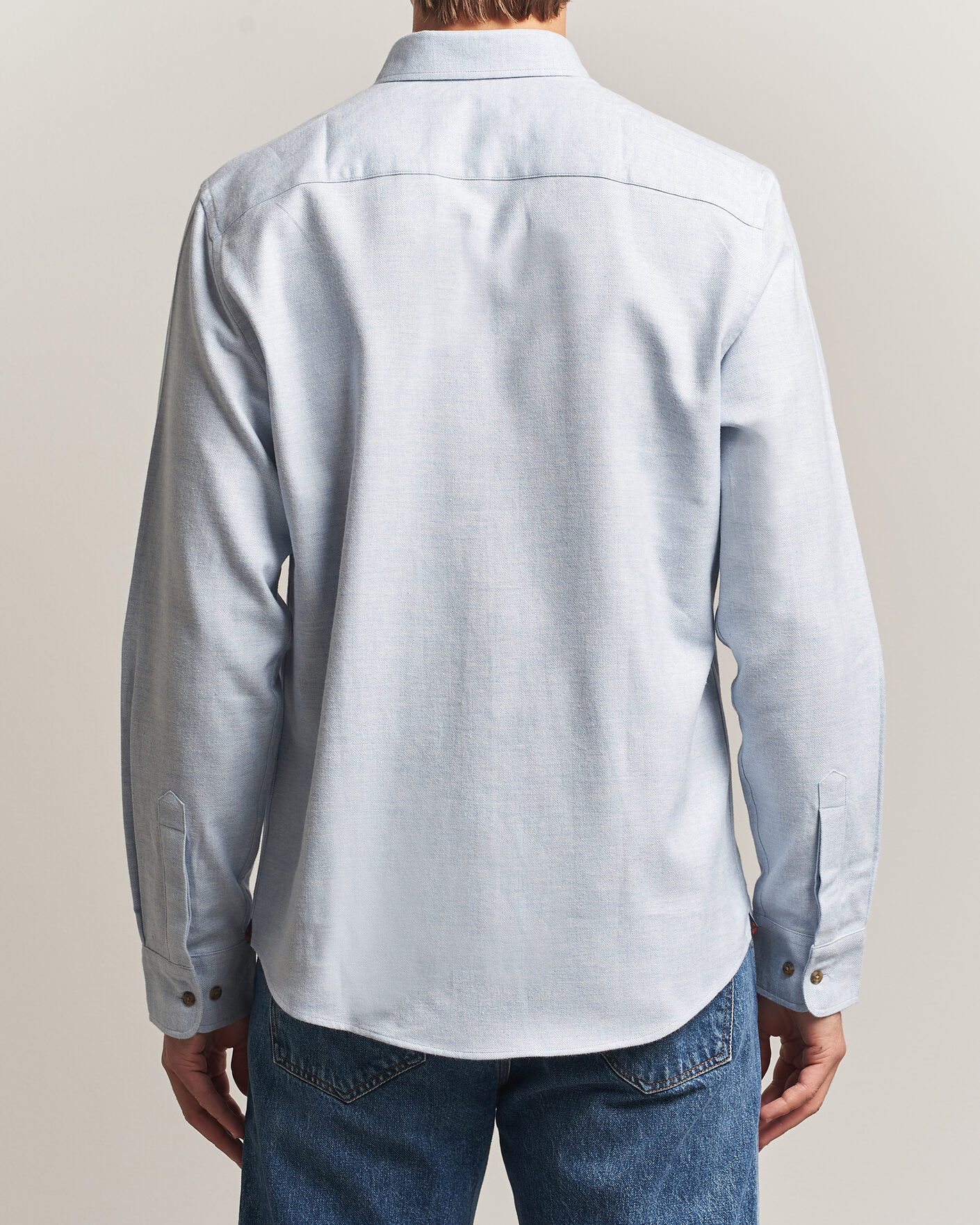 Uomini | Camicie | Morris | Flannel Herringbone Shirt Light Blue