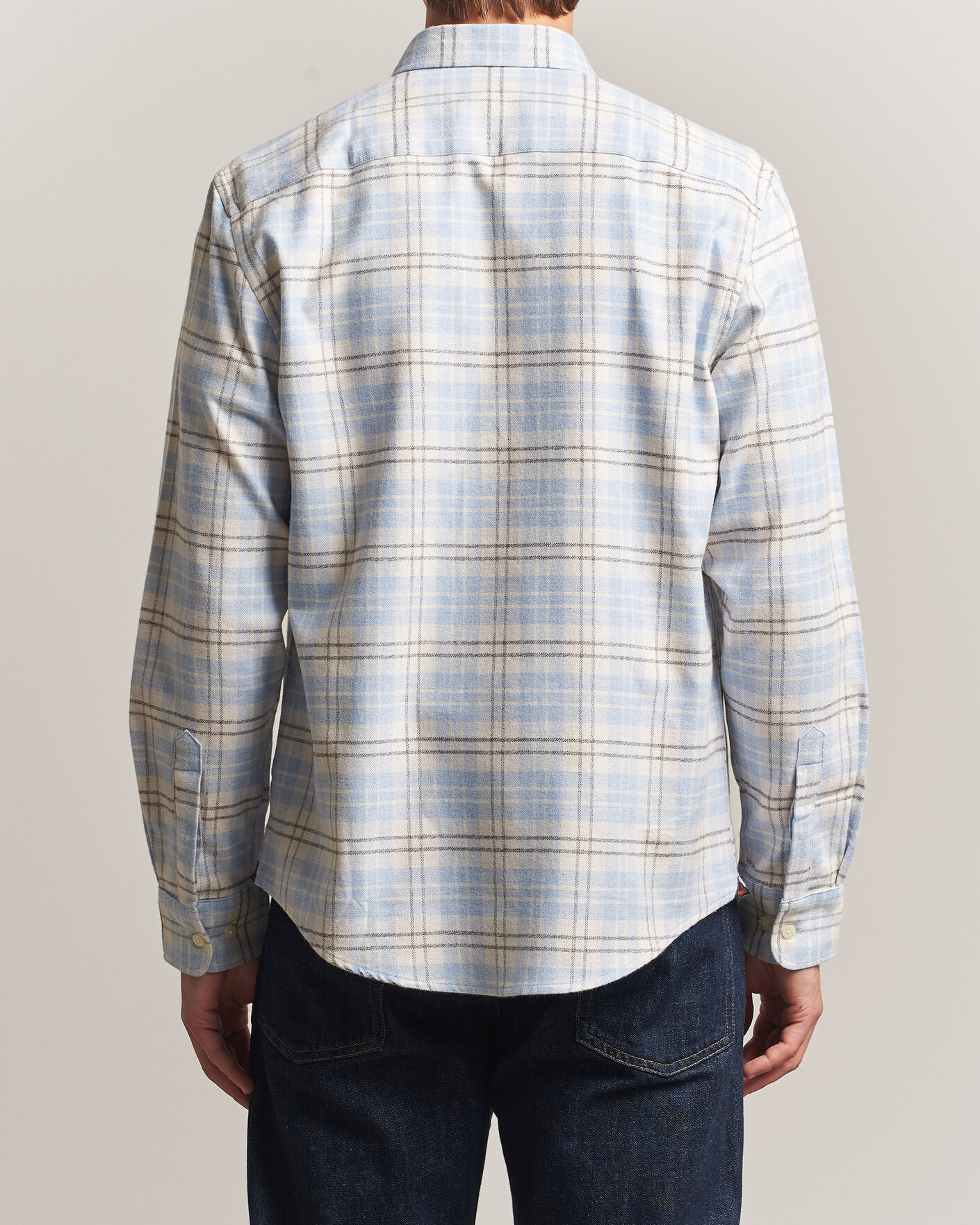 Uomini | Camicie | Morris | Flannel Mouliné Shirt Light Blue