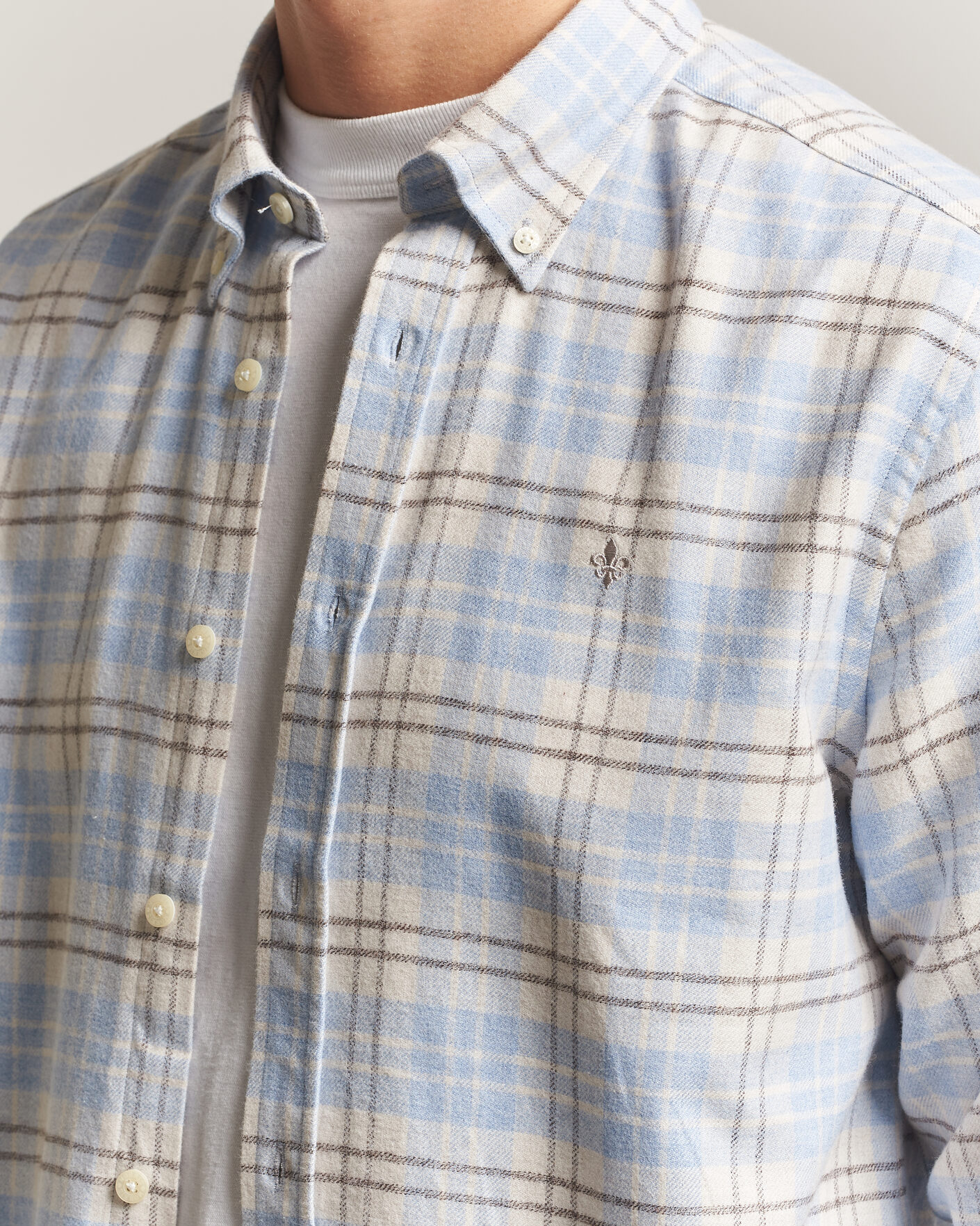 Uomini | Camicie | Morris | Flannel Mouliné Shirt Light Blue